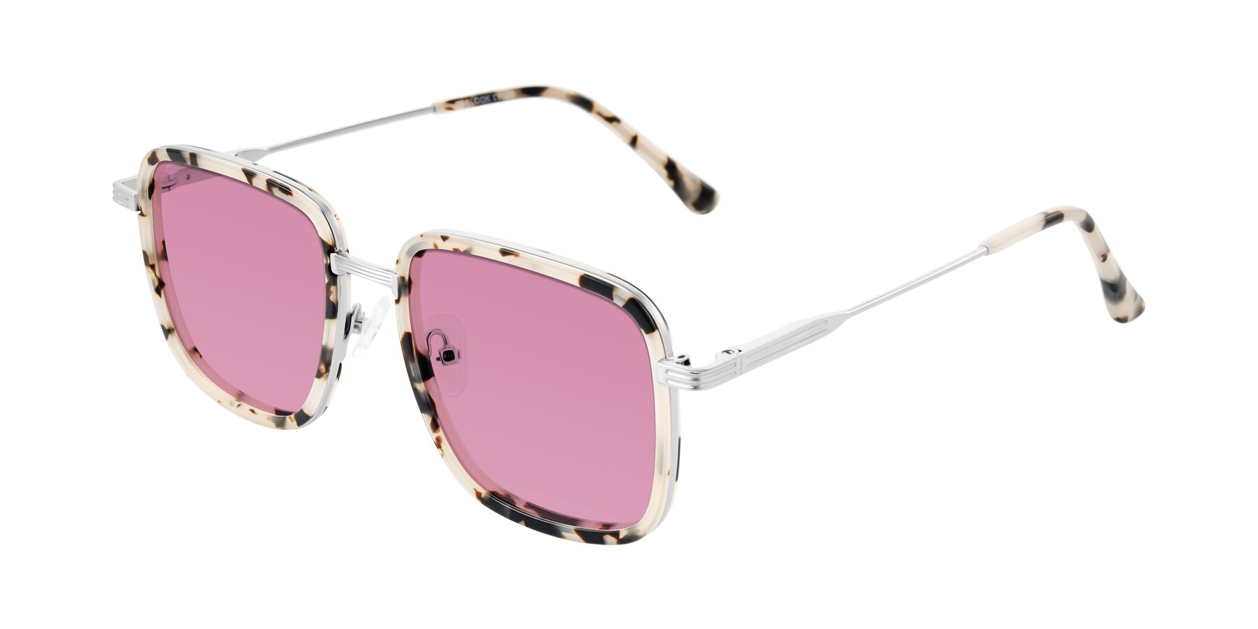 Angle of Guadiaro in Ivory Tortoise/Silver with Medium Wine Tinted Lenses