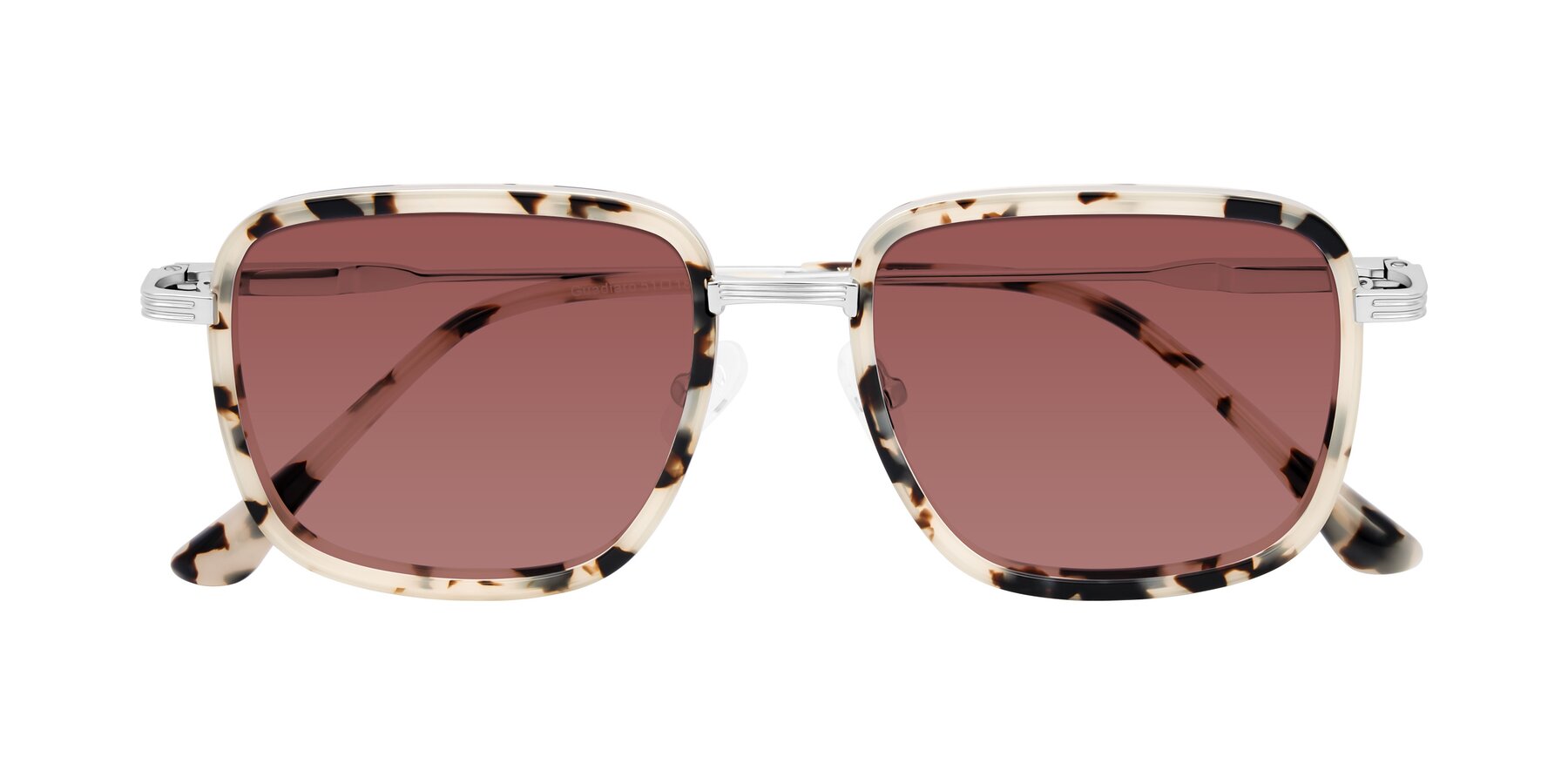 Folded Front of Guadiaro in Ivory Tortoise/Silver with Garnet Tinted Lenses