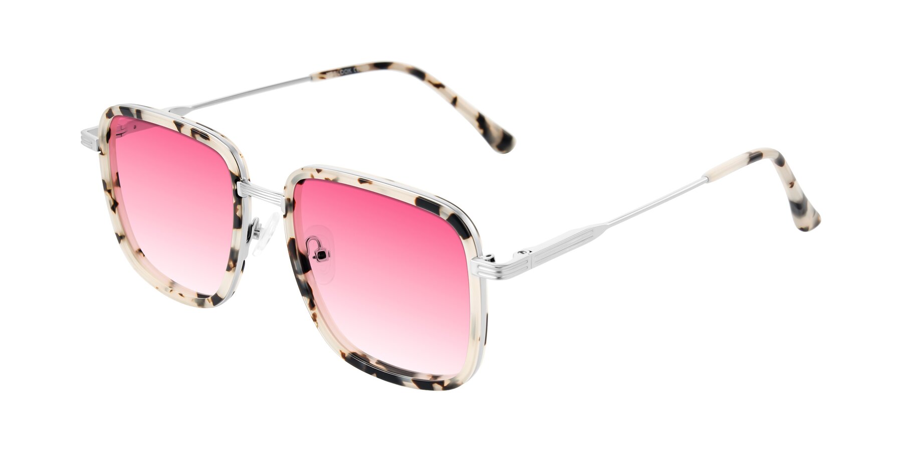 Angle of Guadiaro in Ivory Tortoise/Silver with Pink Gradient Lenses