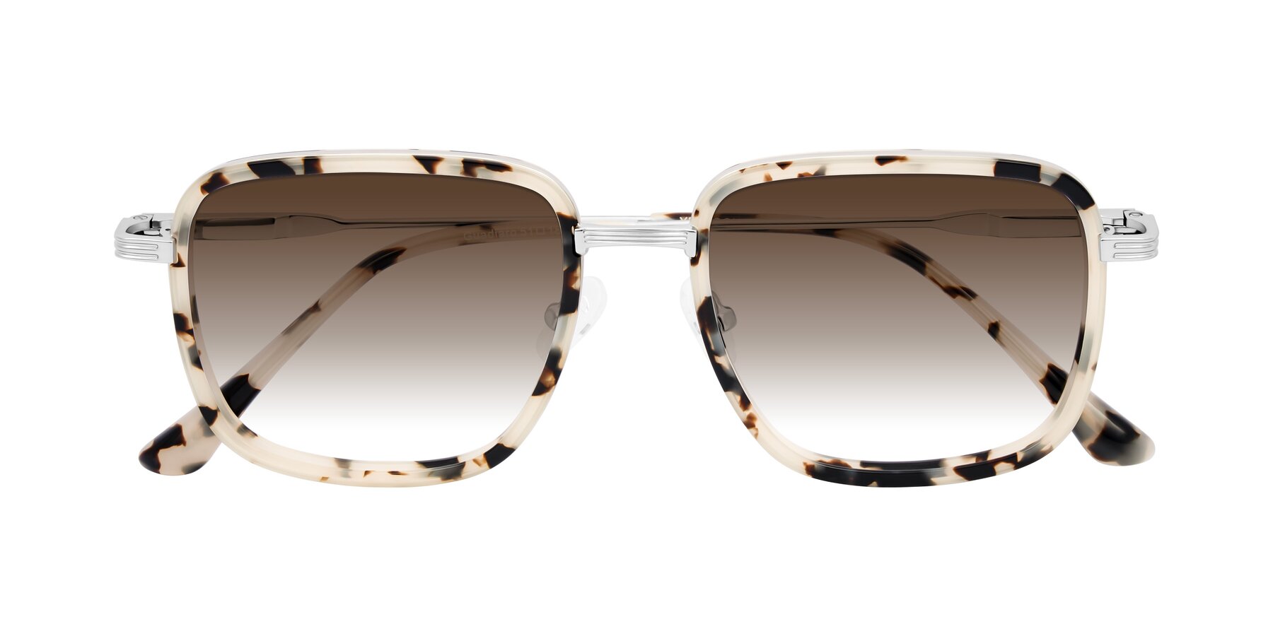 Folded Front of Guadiaro in Ivory Tortoise/Silver with Brown Gradient Lenses