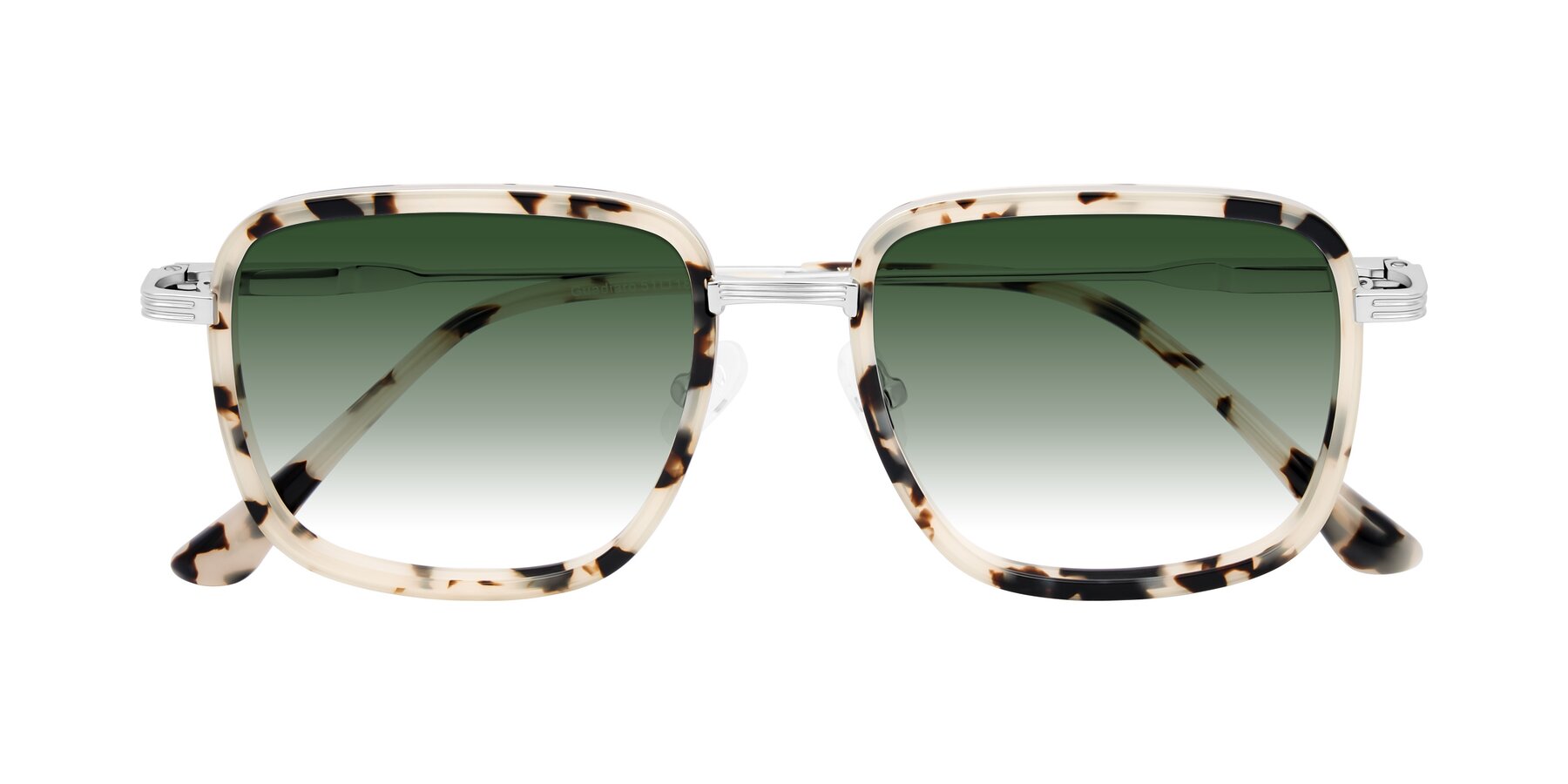 Folded Front of Guadiaro in Ivory Tortoise/Silver with Green Gradient Lenses