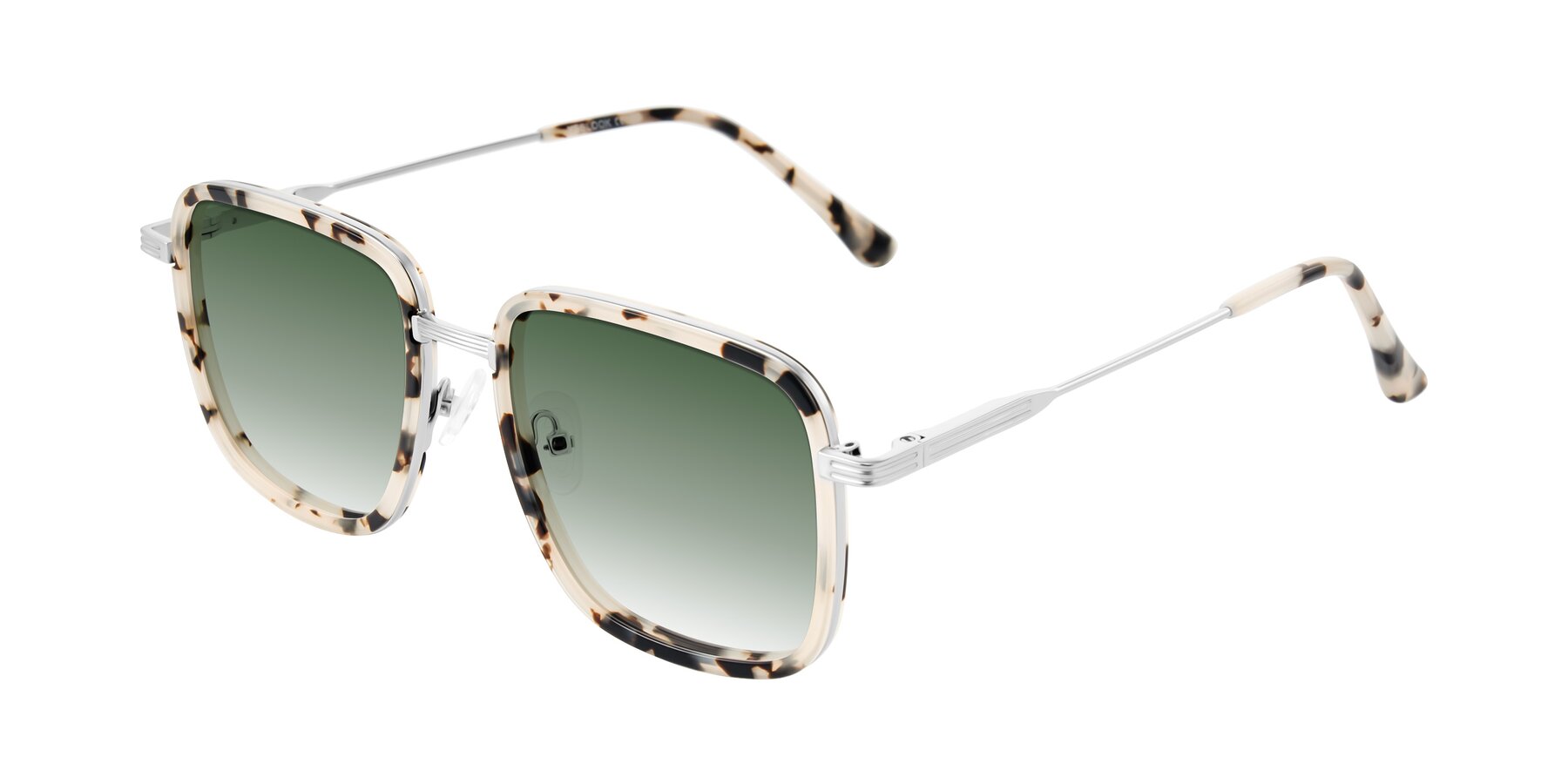 Angle of Guadiaro in Ivory Tortoise/Silver with Green Gradient Lenses