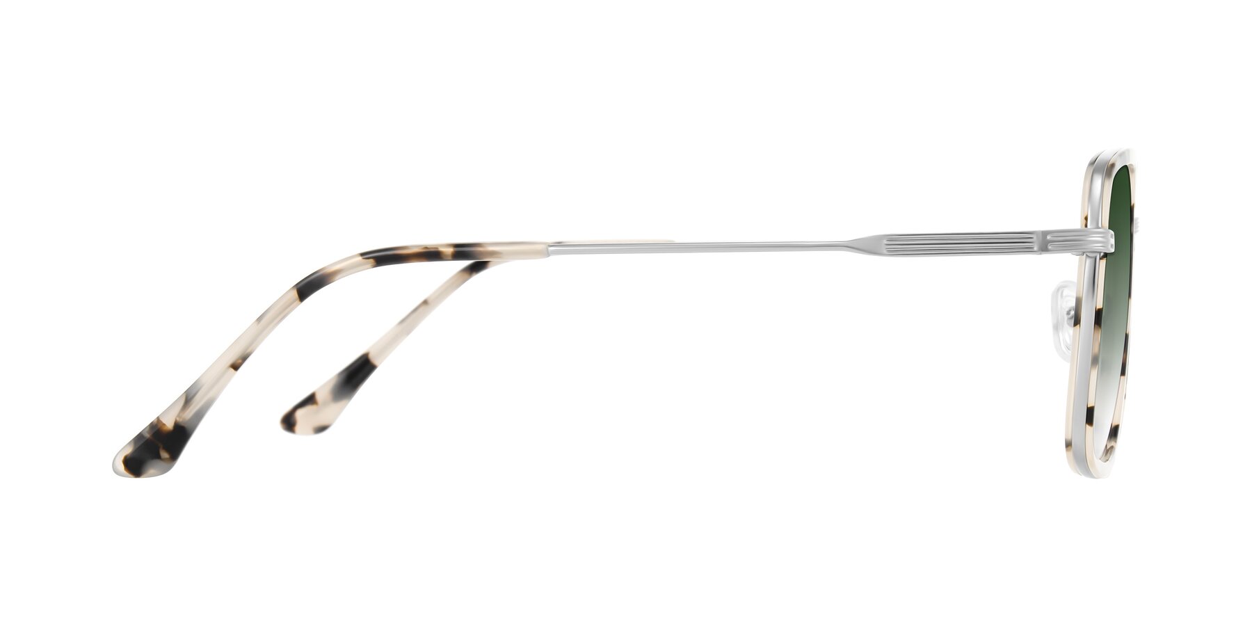 Side of Guadiaro in Ivory Tortoise/Silver with Green Gradient Lenses