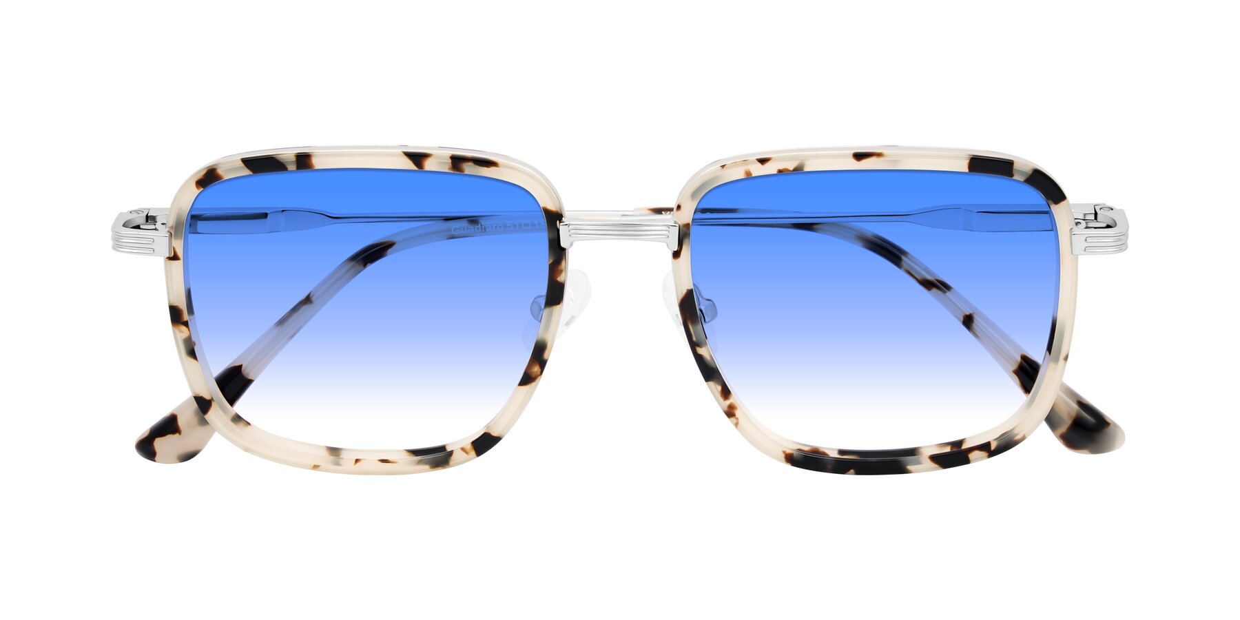 Folded Front of Guadiaro in Ivory Tortoise/Silver with Blue Gradient Lenses