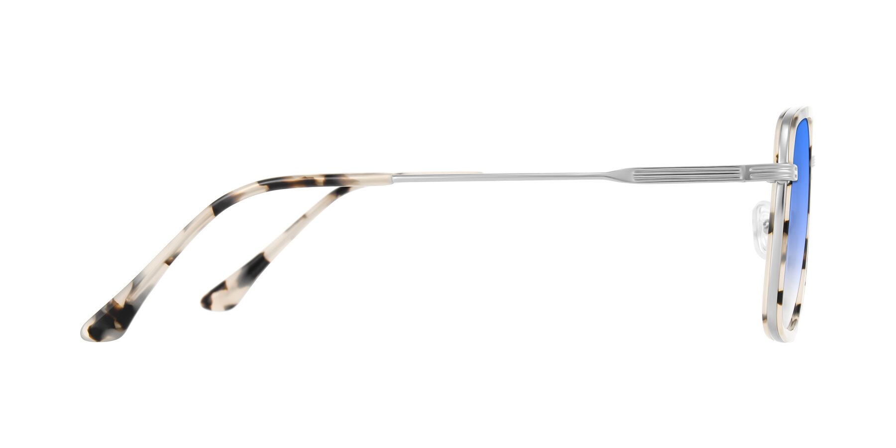Side of Guadiaro in Ivory Tortoise/Silver with Blue Gradient Lenses