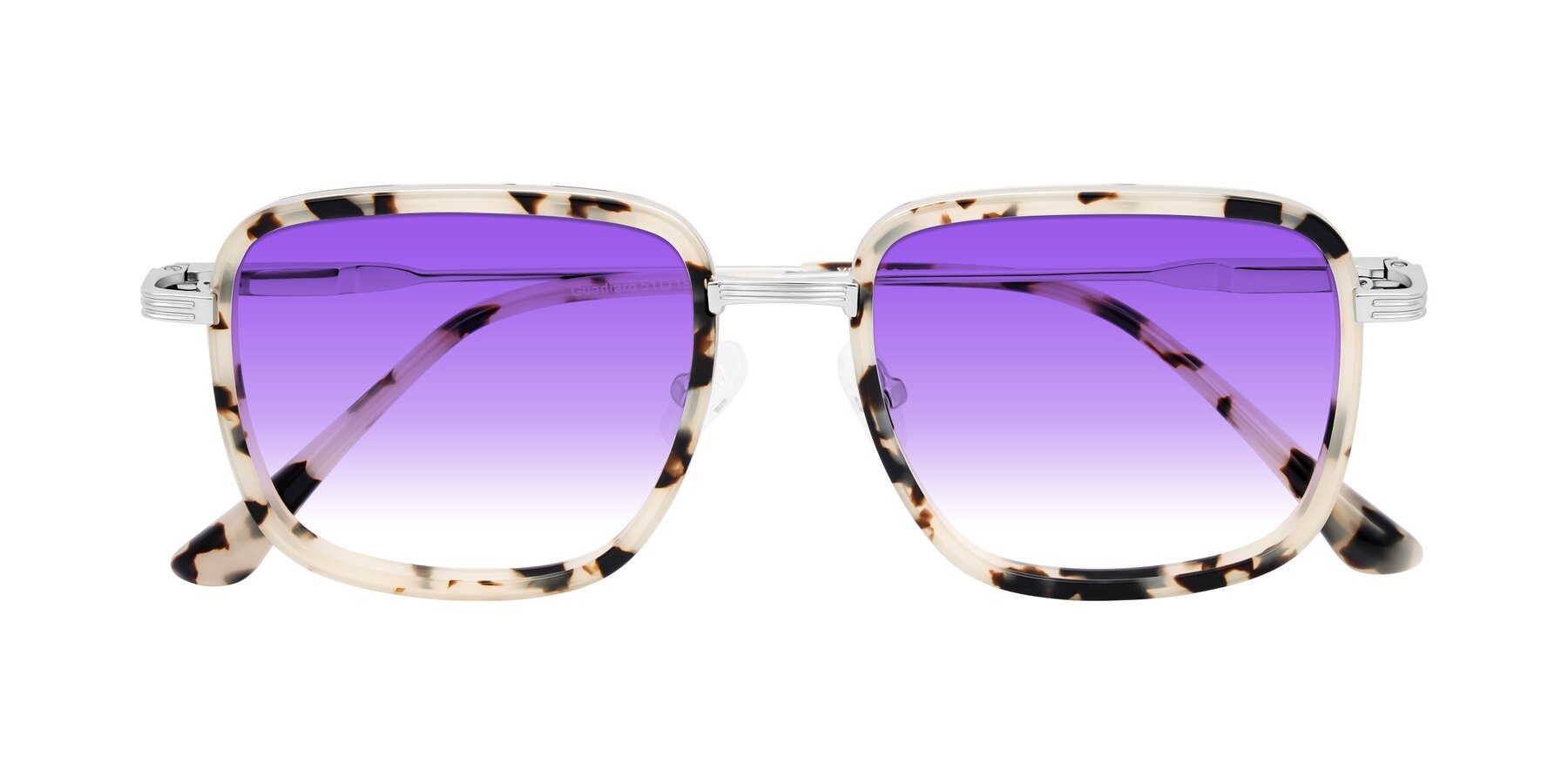 Folded Front of Guadiaro in Ivory Tortoise/Silver with Purple Gradient Lenses