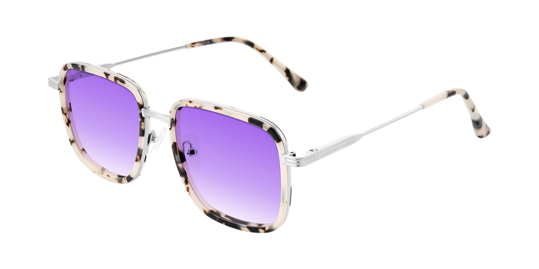 Angle of Guadiaro in Ivory Tortoise/Silver with Purple Gradient Lenses