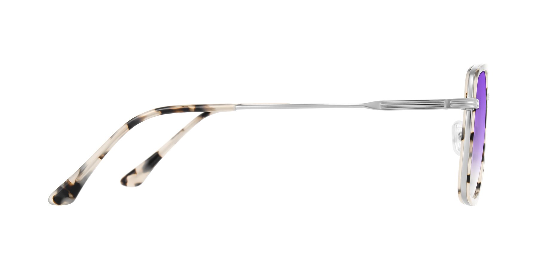 Side of Guadiaro in Ivory Tortoise/Silver with Purple Gradient Lenses
