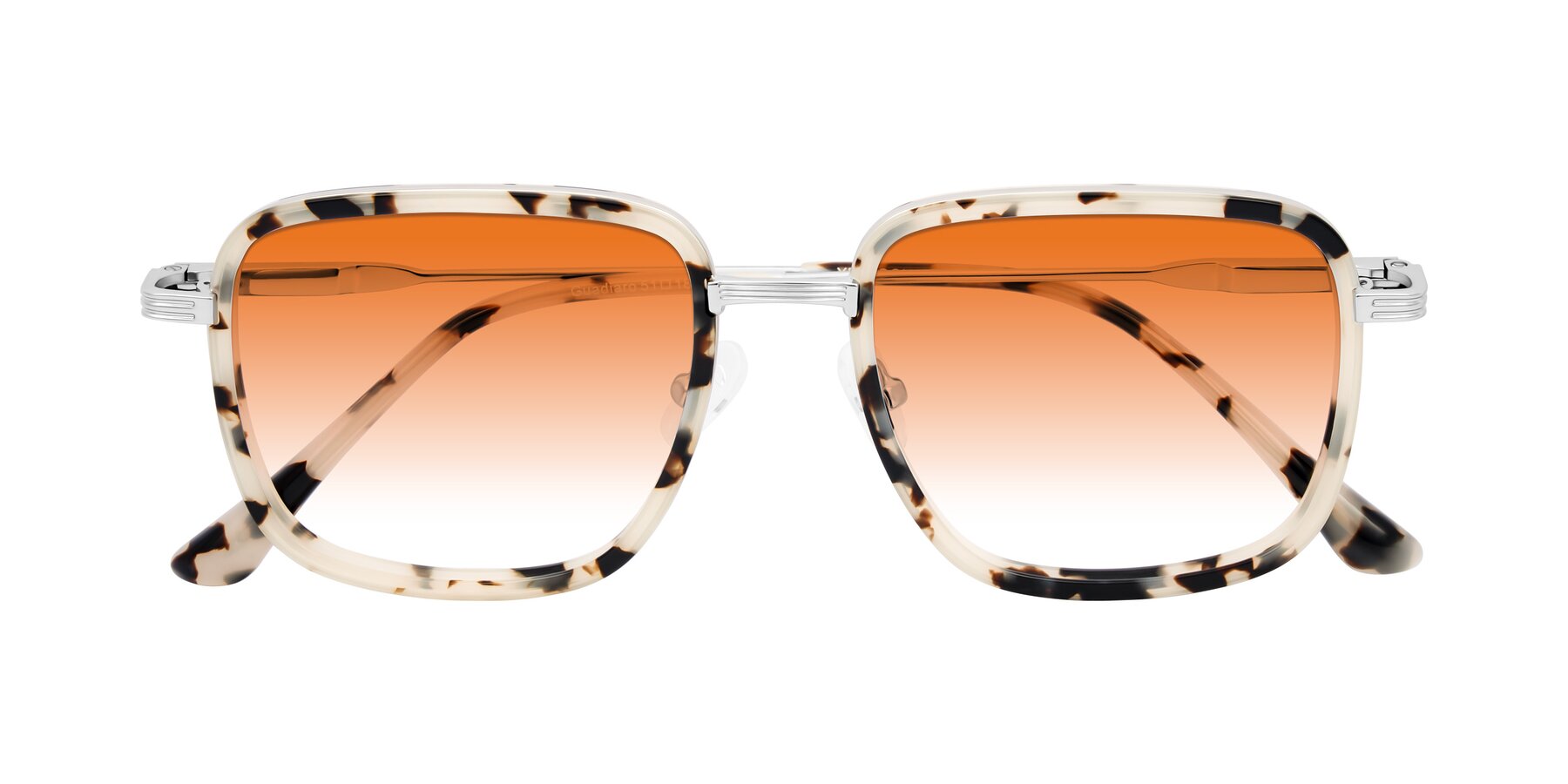 Folded Front of Guadiaro in Ivory Tortoise/Silver with Orange Gradient Lenses