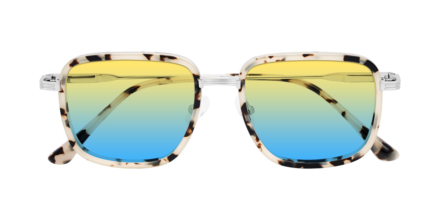 Folded Front of Guadiaro in Ivory Tortoise/Silver with Yellow / Blue Gradient Lenses