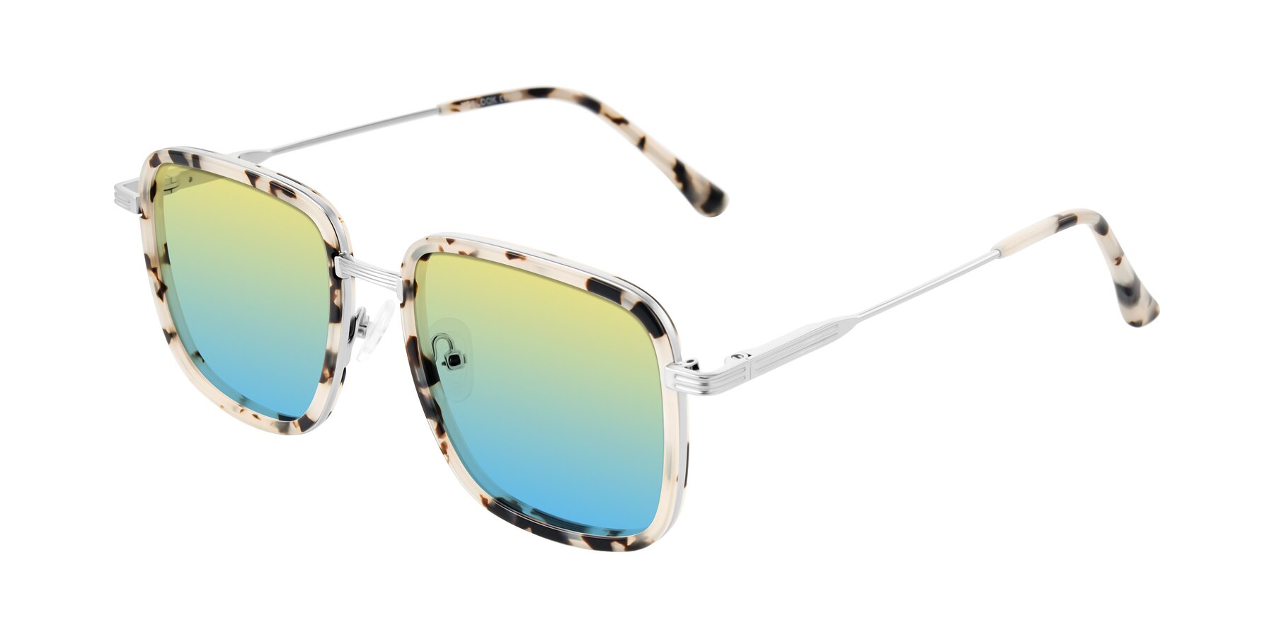 Angle of Guadiaro in Ivory Tortoise/Silver with Yellow / Blue Gradient Lenses