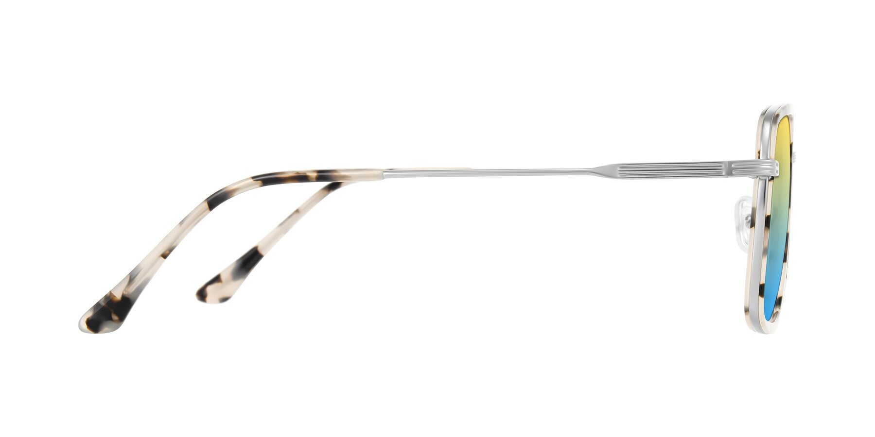Side of Guadiaro in Ivory Tortoise/Silver with Yellow / Blue Gradient Lenses