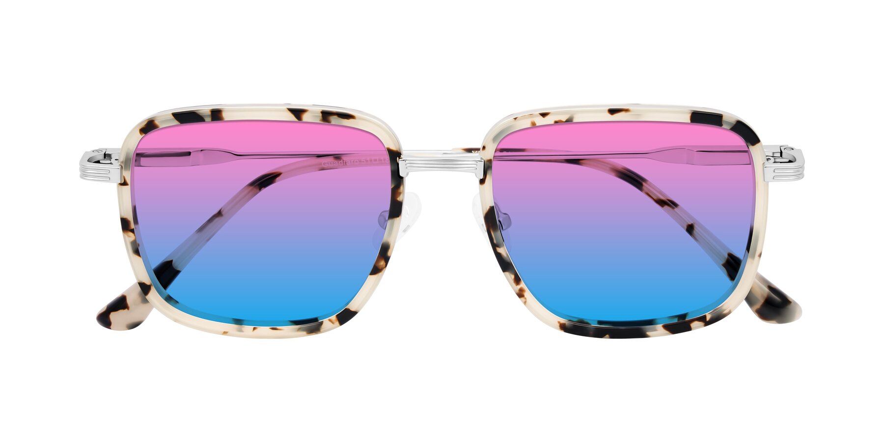 Folded Front of Guadiaro in Ivory Tortoise/Silver with Pink / Blue Gradient Lenses