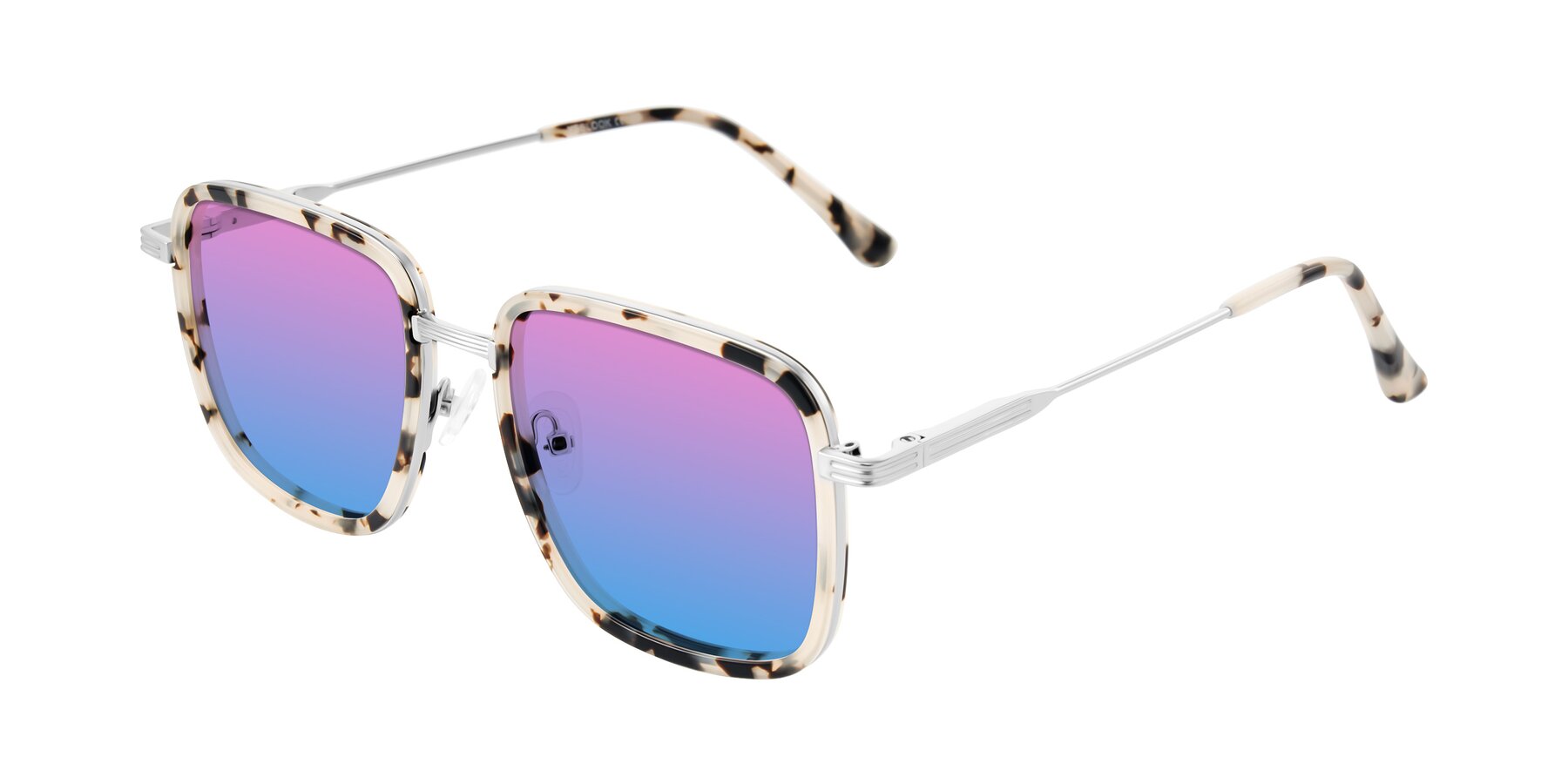 Angle of Guadiaro in Ivory Tortoise/Silver with Pink / Blue Gradient Lenses