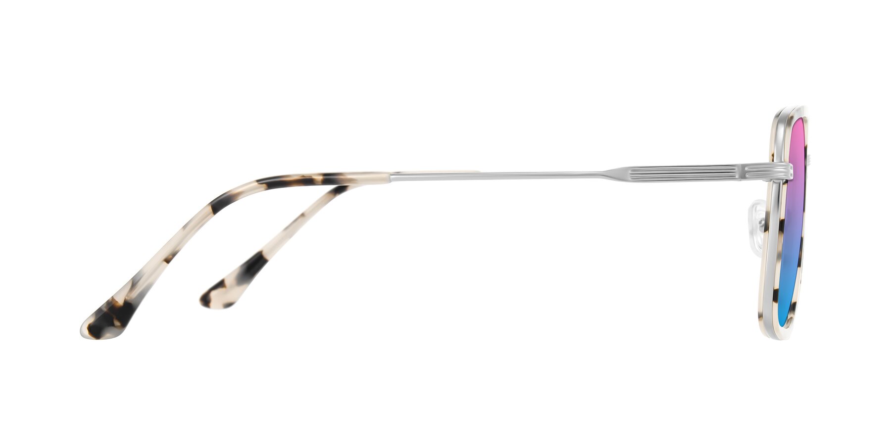 Side of Guadiaro in Ivory Tortoise/Silver with Pink / Blue Gradient Lenses