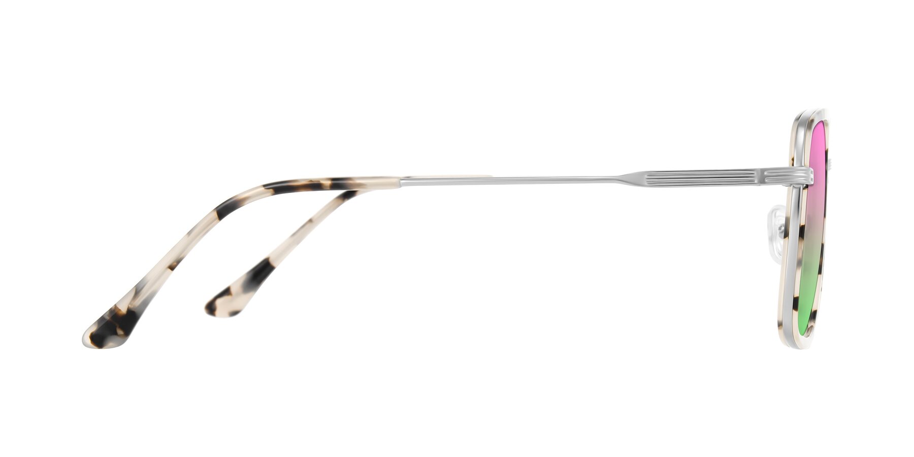 Side of Guadiaro in Ivory Tortoise/Silver with Pink / Green Gradient Lenses