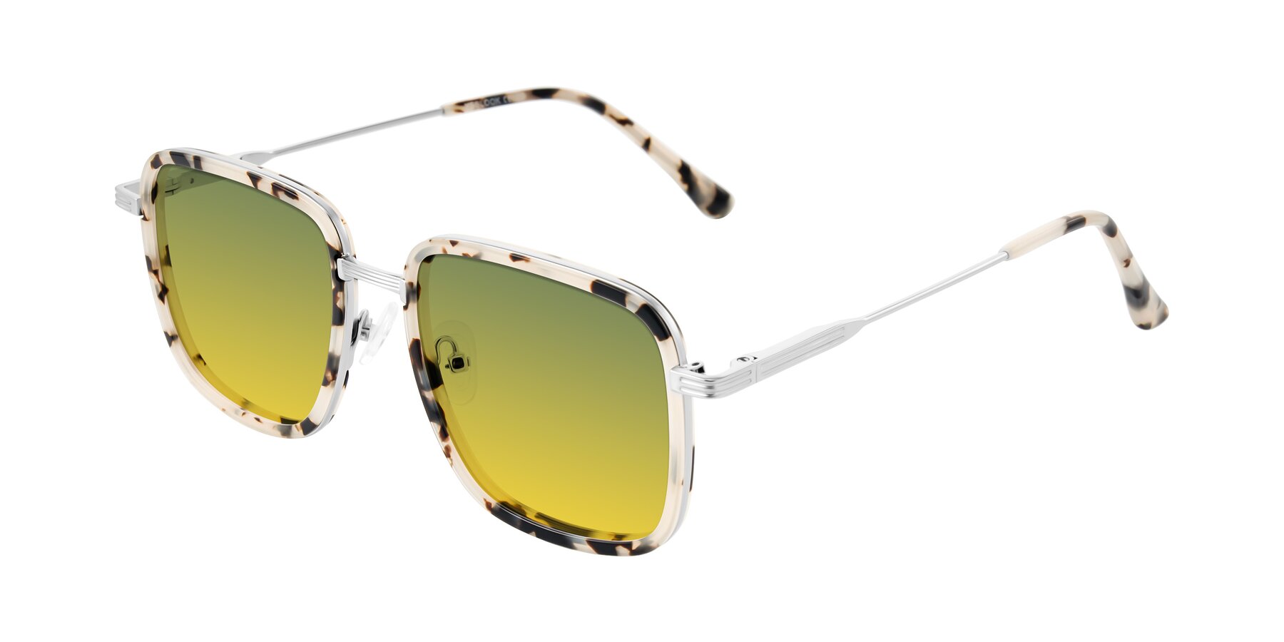 Angle of Guadiaro in Ivory Tortoise/Silver with Green / Yellow Gradient Lenses