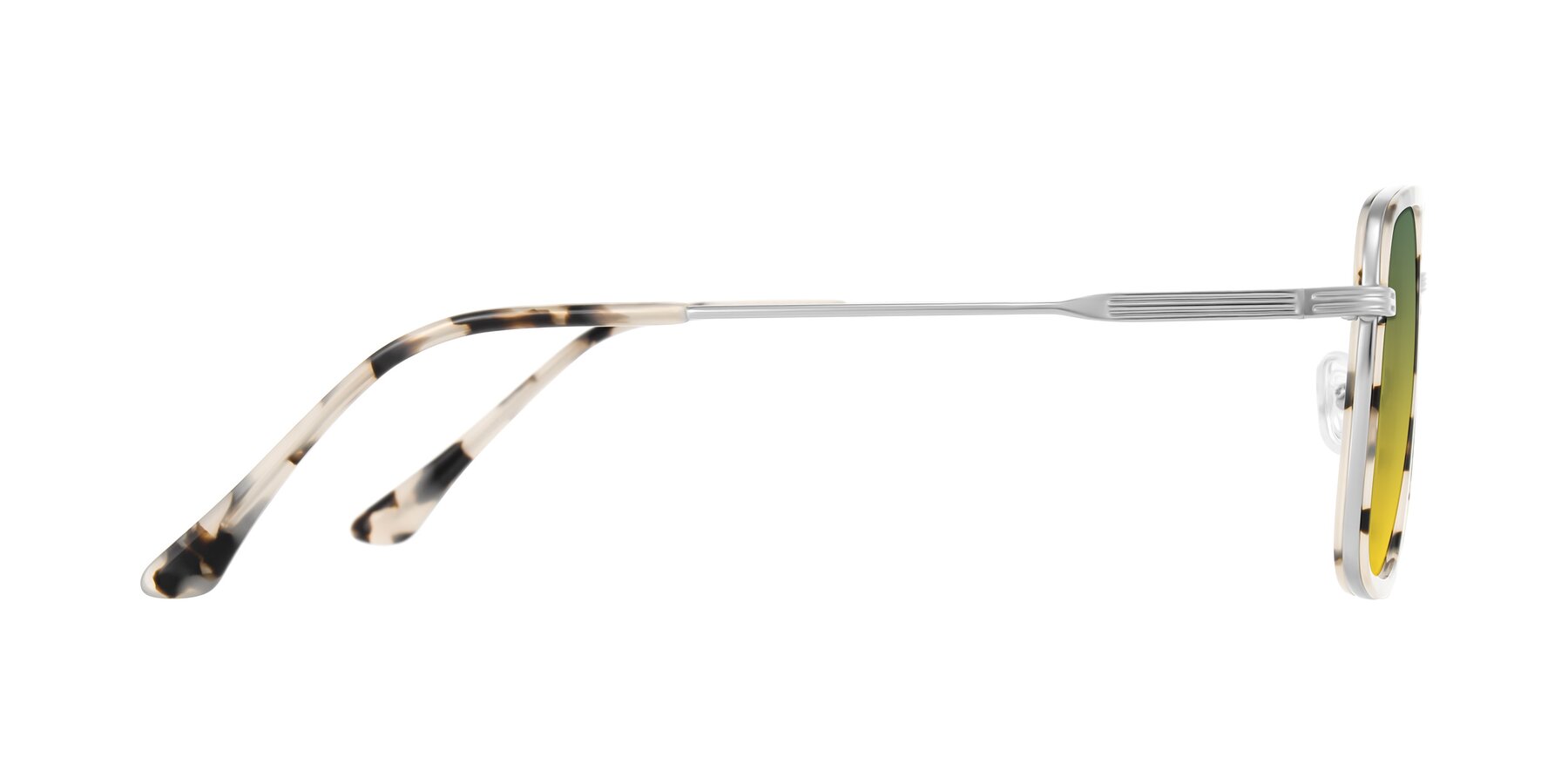 Side of Guadiaro in Ivory Tortoise/Silver with Green / Yellow Gradient Lenses