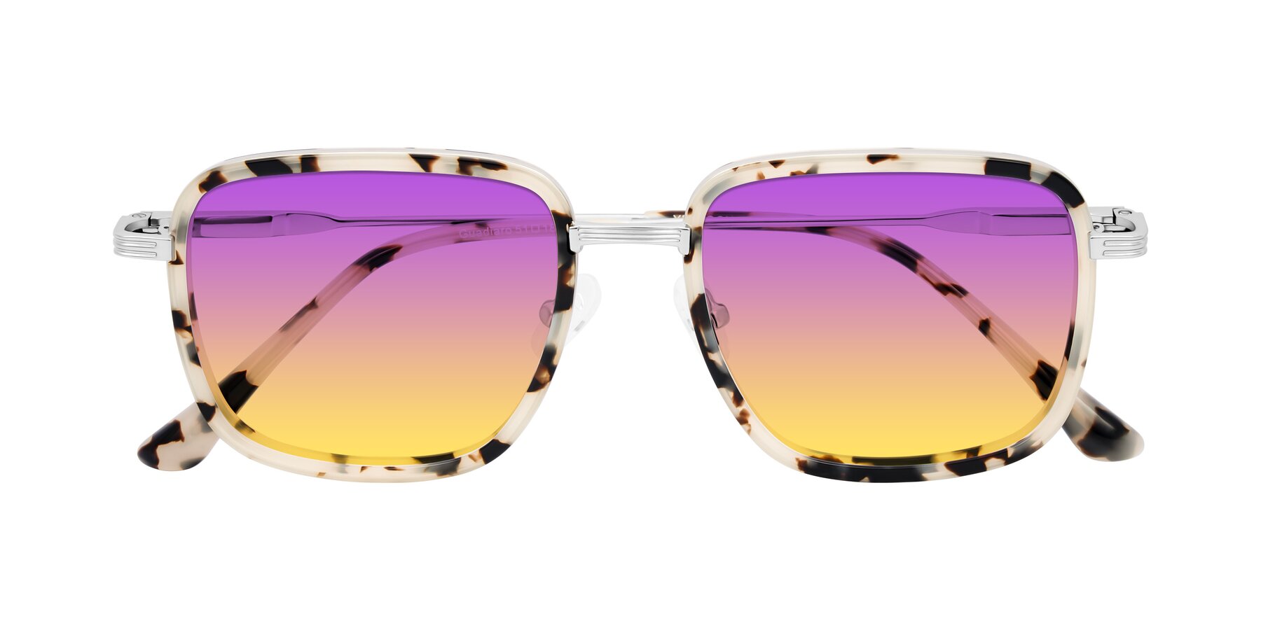 Folded Front of Guadiaro in Ivory Tortoise/Silver with Purple / Yellow Gradient Lenses
