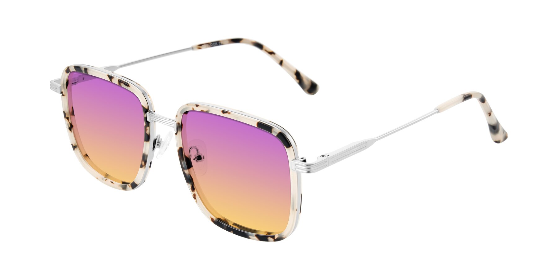 Angle of Guadiaro in Ivory Tortoise/Silver with Purple / Yellow Gradient Lenses