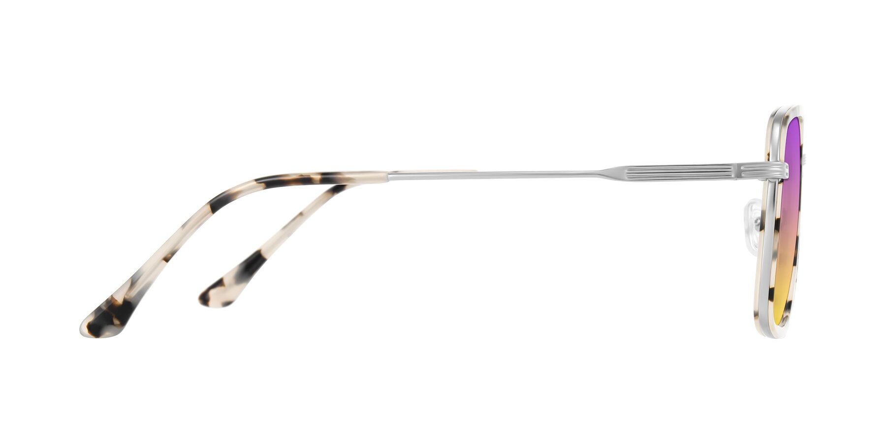 Side of Guadiaro in Ivory Tortoise/Silver with Purple / Yellow Gradient Lenses