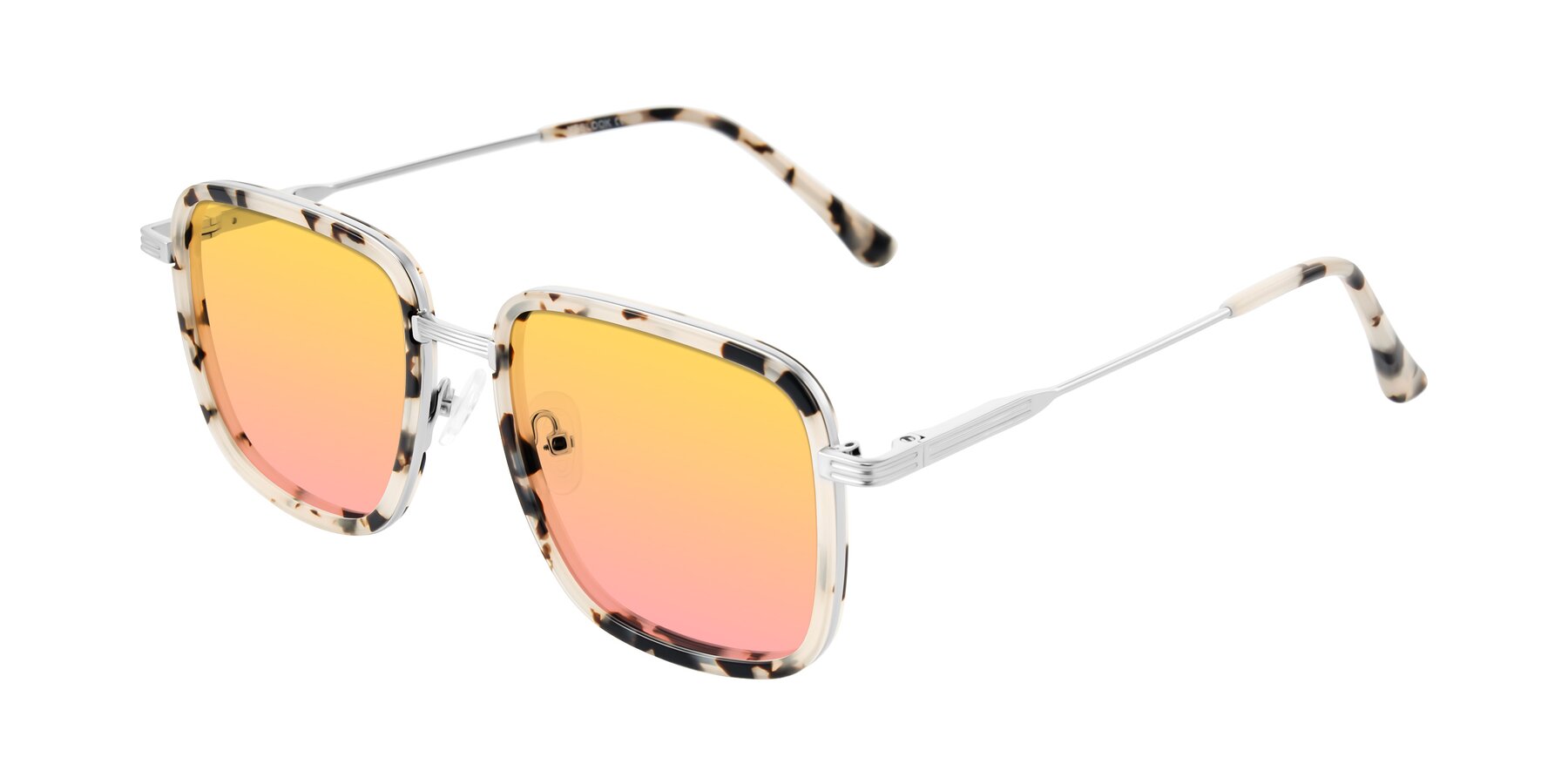 Angle of Guadiaro in Ivory Tortoise/Silver with Yellow / Pink Gradient Lenses