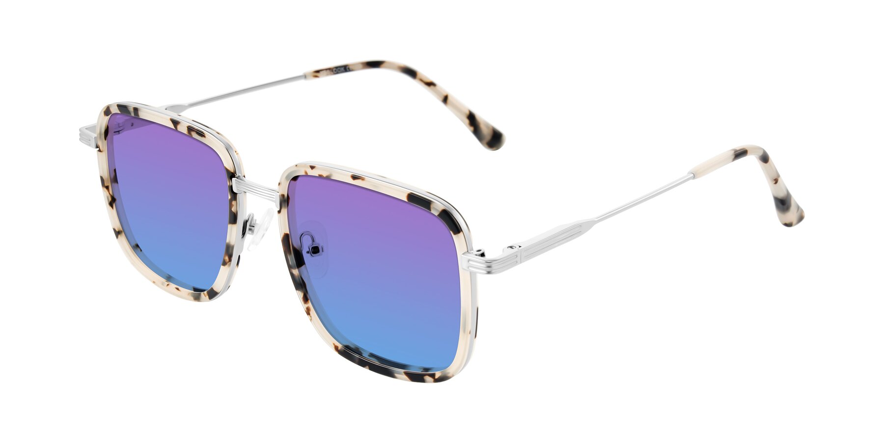 Angle of Guadiaro in Ivory Tortoise/Silver with Purple / Blue Gradient Lenses