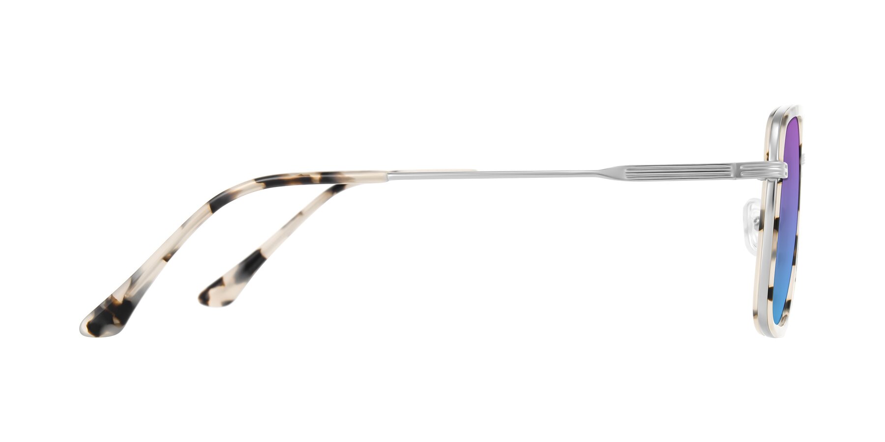 Side of Guadiaro in Ivory Tortoise/Silver with Purple / Blue Gradient Lenses