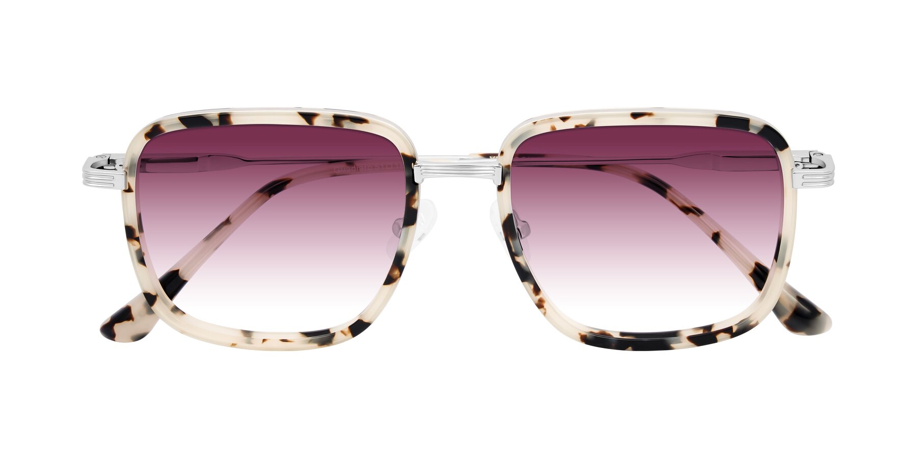 Folded Front of Guadiaro in Ivory Tortoise/Silver with Wine Gradient Lenses
