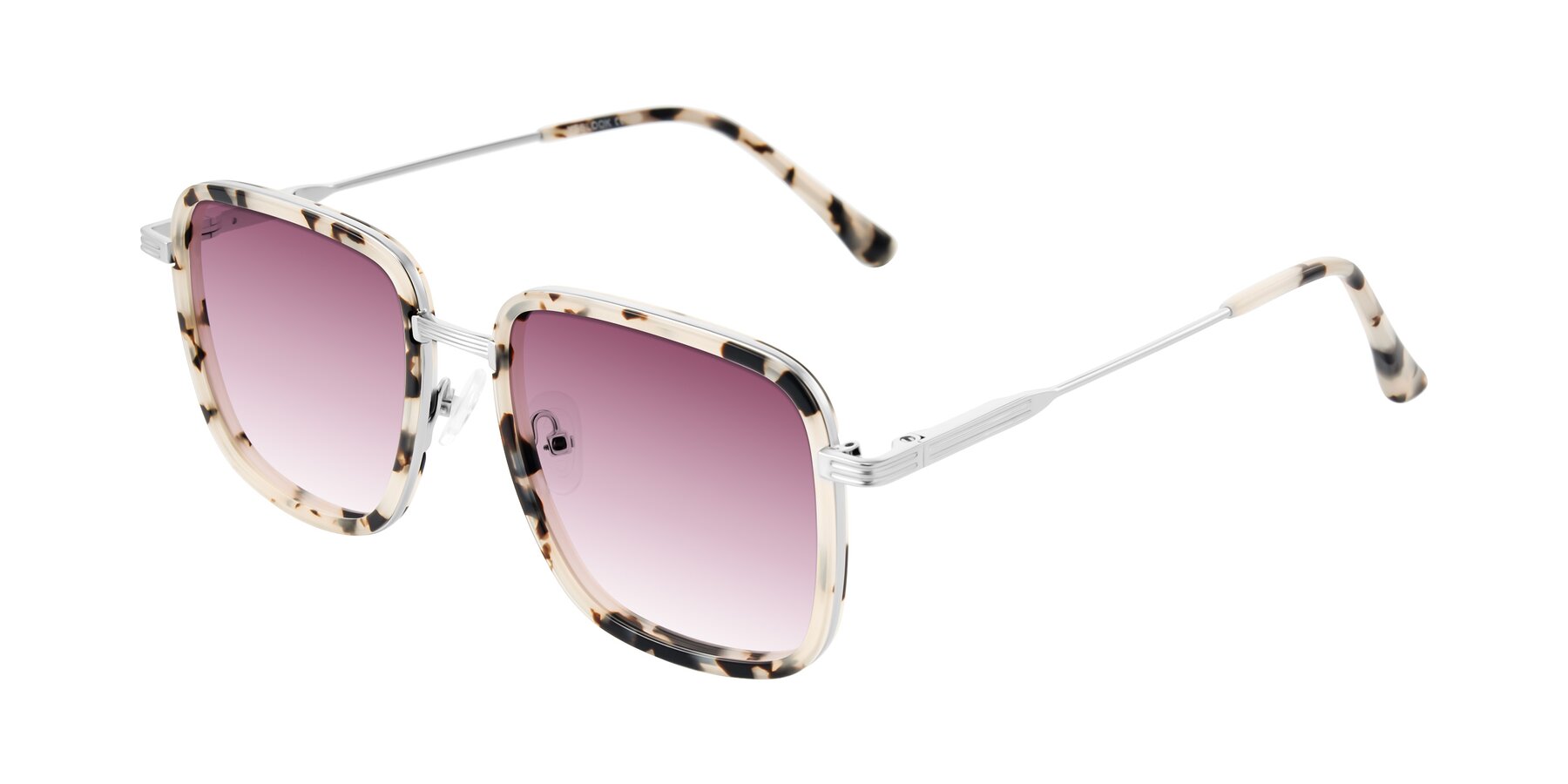 Angle of Guadiaro in Ivory Tortoise/Silver with Wine Gradient Lenses