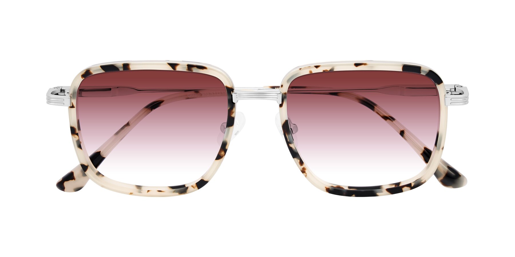 Folded Front of Guadiaro in Ivory Tortoise/Silver with Garnet Gradient Lenses