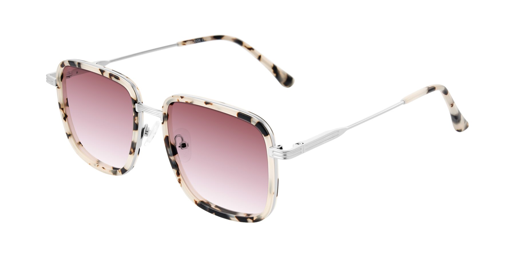 Angle of Guadiaro in Ivory Tortoise/Silver with Garnet Gradient Lenses