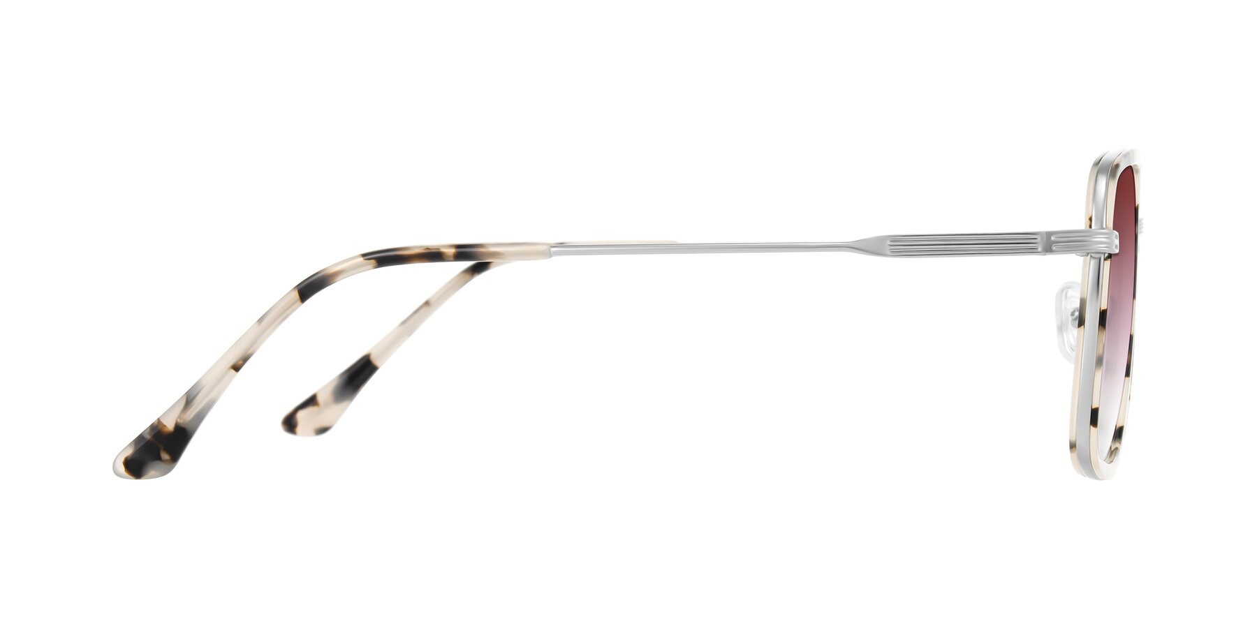 Side of Guadiaro in Ivory Tortoise/Silver with Garnet Gradient Lenses