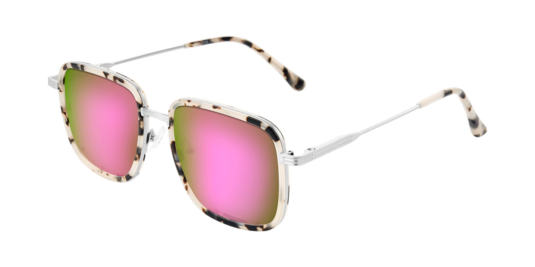 Angle of Guadiaro in Ivory Tortoise/Silver with Pink Mirrored Lenses