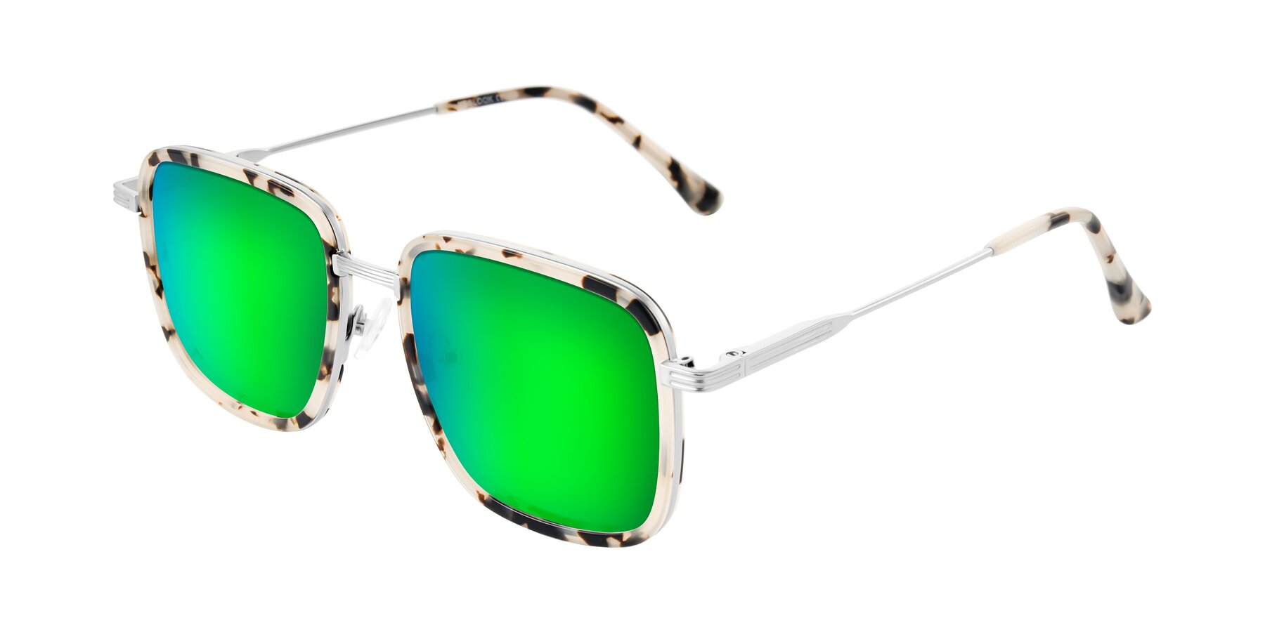 Angle of Guadiaro in Ivory Tortoise/Silver with Green Mirrored Lenses