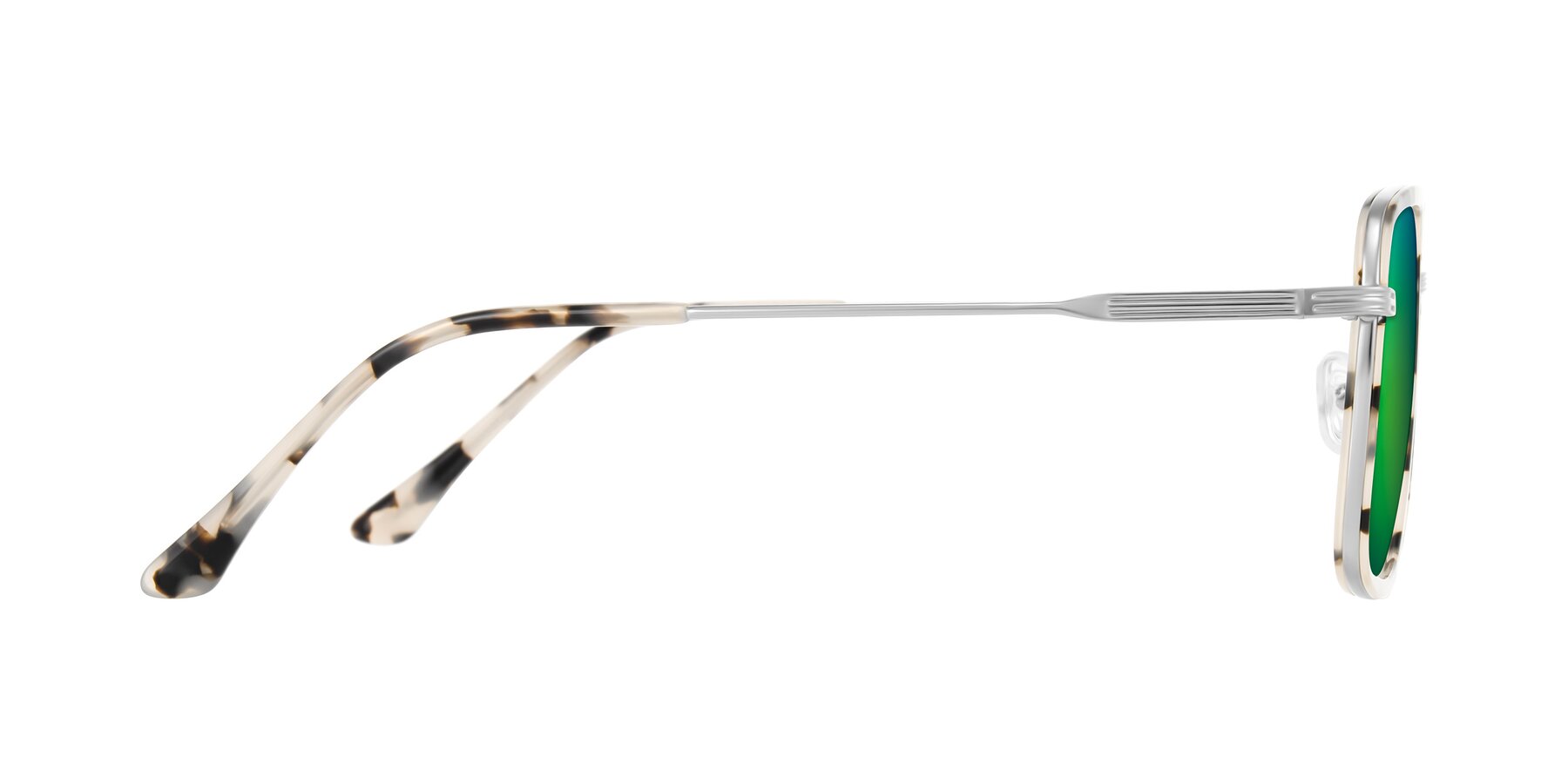 Side of Guadiaro in Ivory Tortoise/Silver with Green Mirrored Lenses