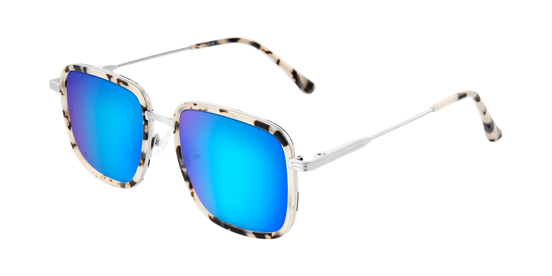 Angle of Guadiaro in Ivory Tortoise/Silver with Blue Mirrored Lenses