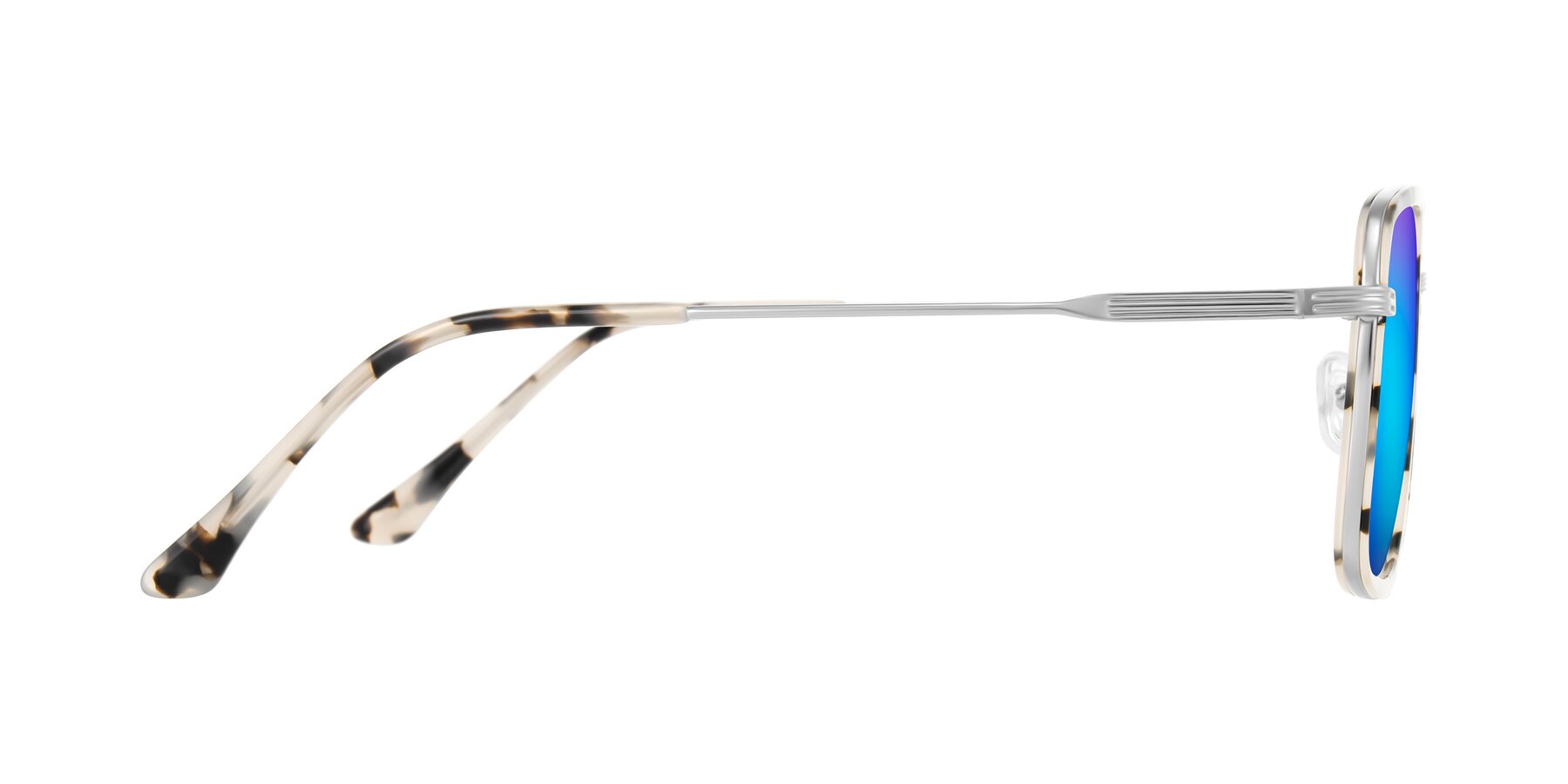 Side of Guadiaro in Ivory Tortoise/Silver with Blue Mirrored Lenses
