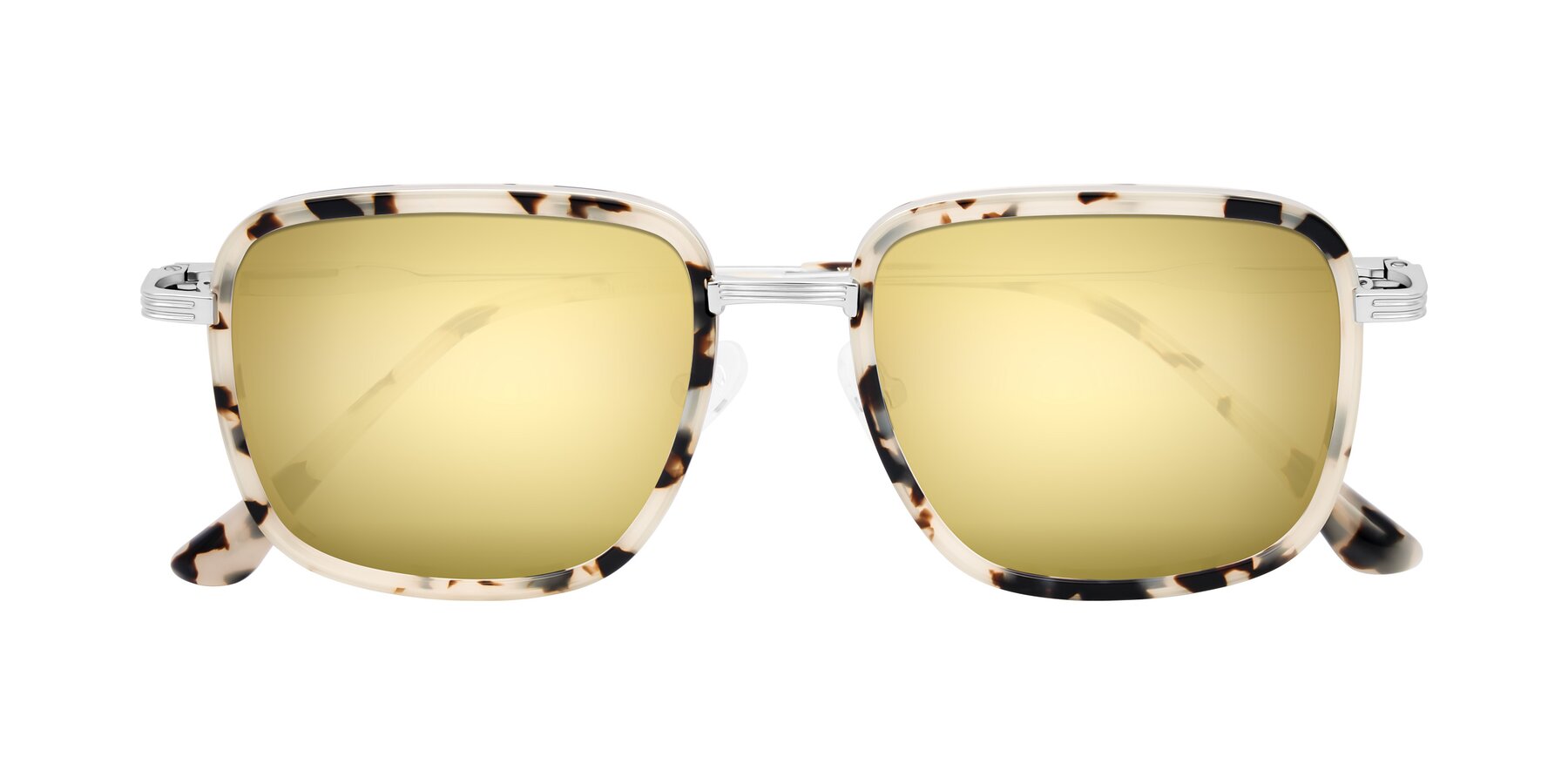 Folded Front of Guadiaro in Ivory Tortoise/Silver with Gold Mirrored Lenses