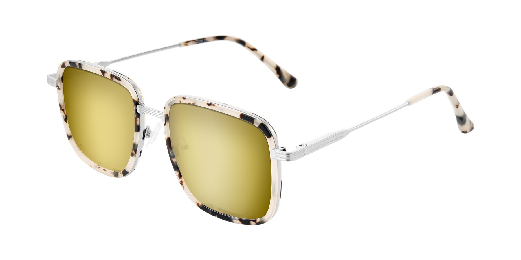 Angle of Guadiaro in Ivory Tortoise/Silver with Gold Mirrored Lenses