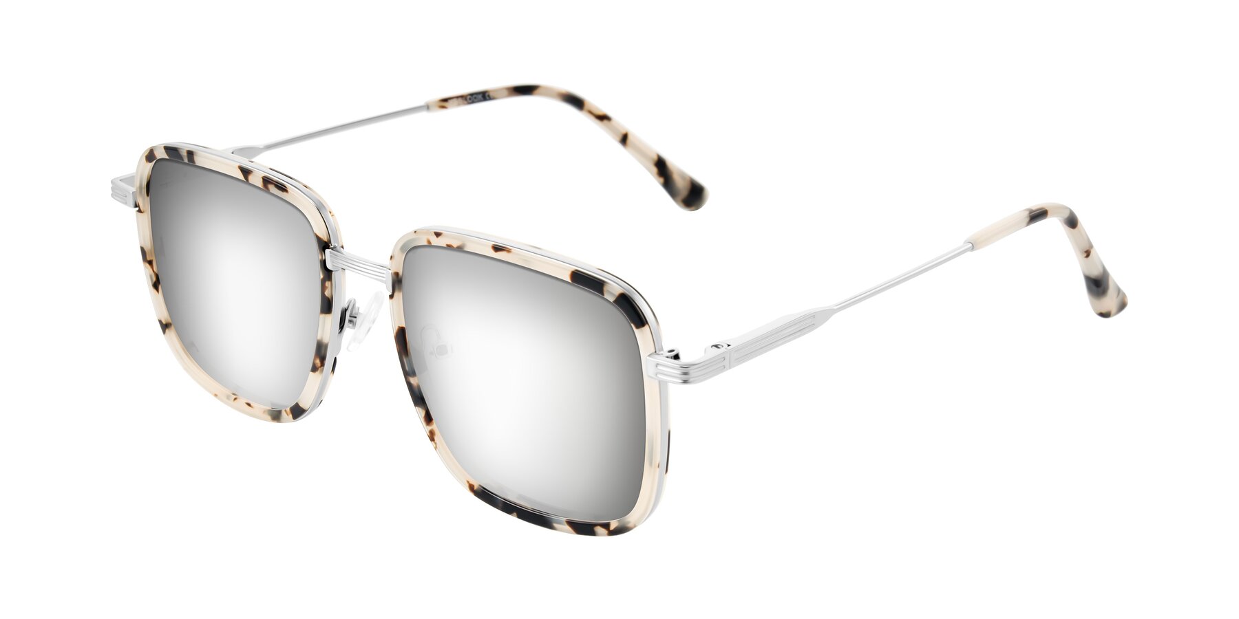 Angle of Guadiaro in Ivory Tortoise/Silver with Silver Mirrored Lenses