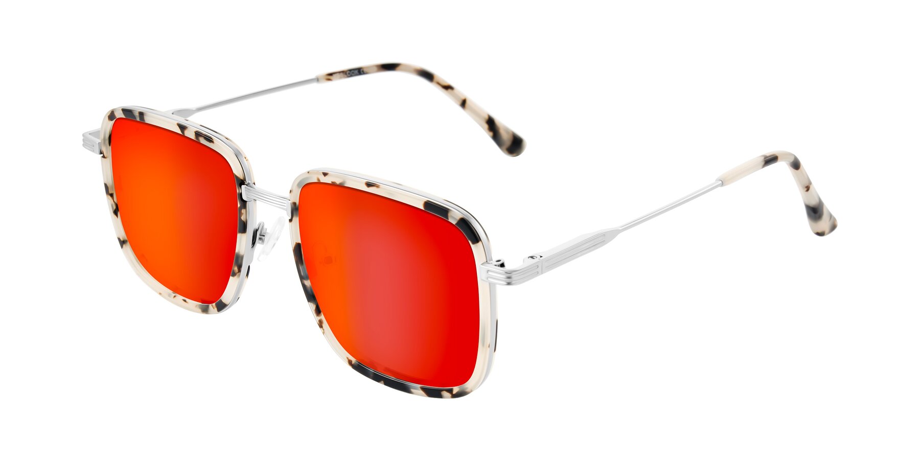 Angle of Guadiaro in Ivory Tortoise/Silver with Red Gold Mirrored Lenses