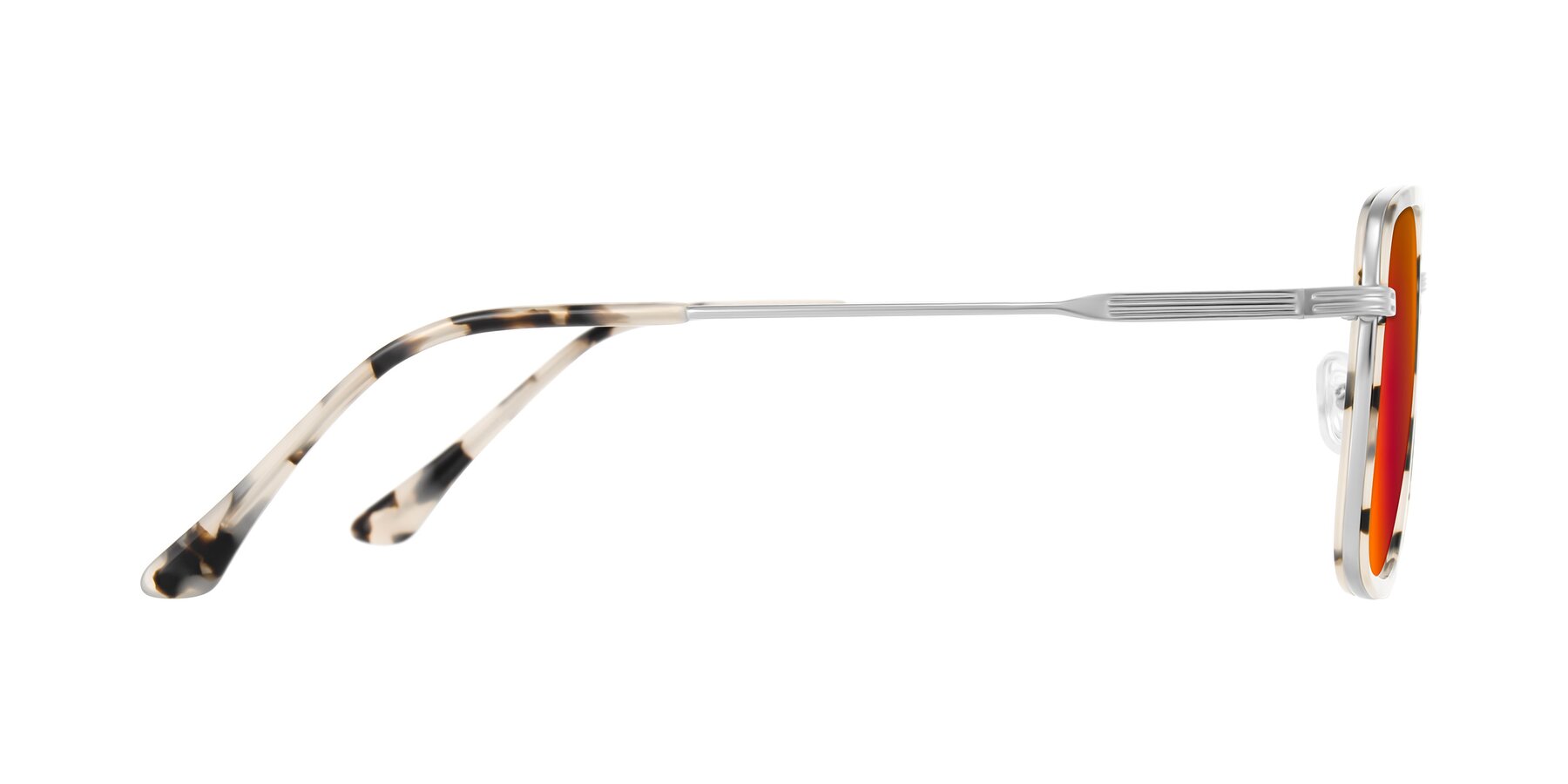 Side of Guadiaro in Ivory Tortoise/Silver with Red Gold Mirrored Lenses