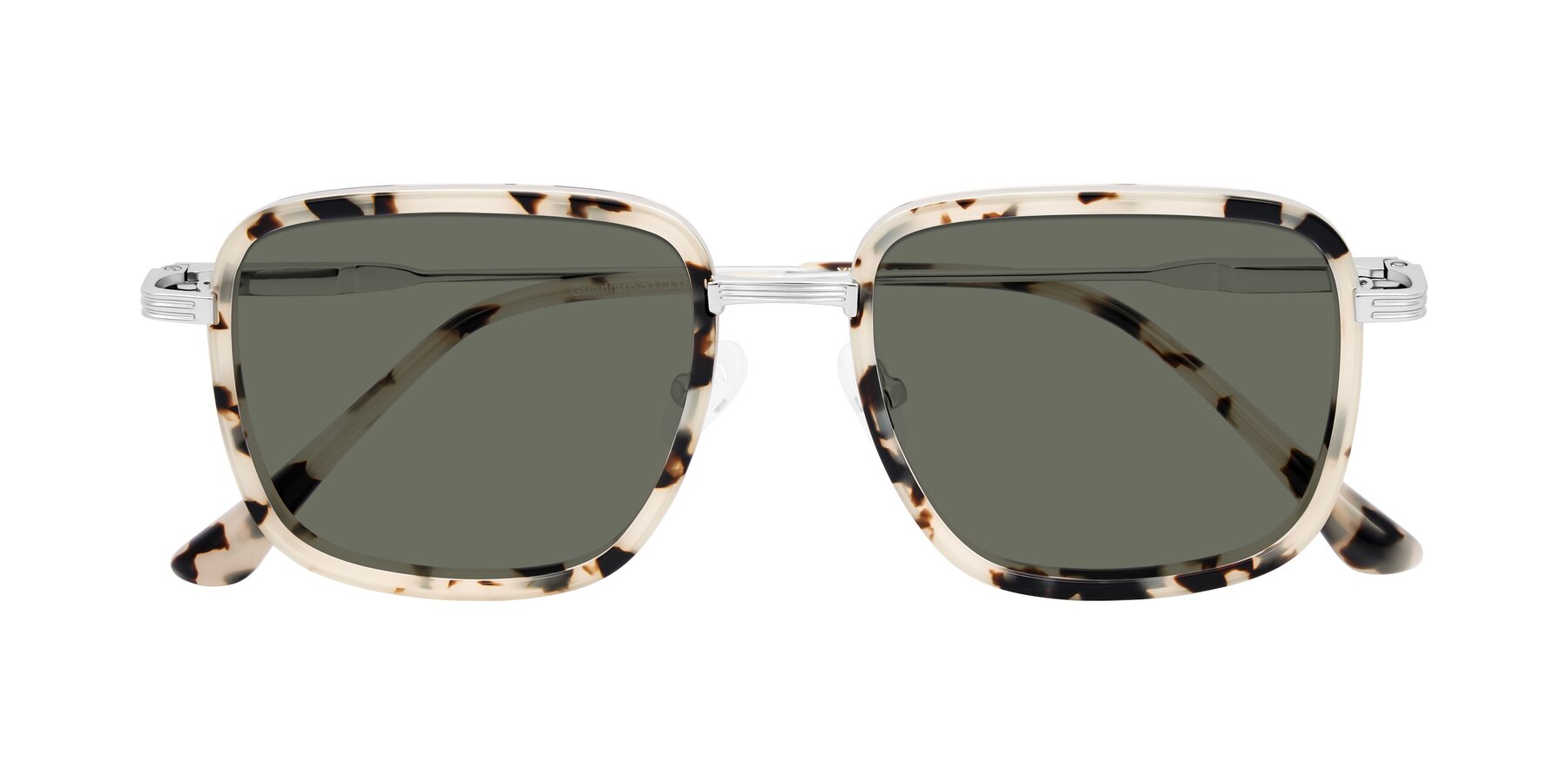 Folded Front of Guadiaro in Ivory Tortoise/Silver with Gray Polarized Lenses