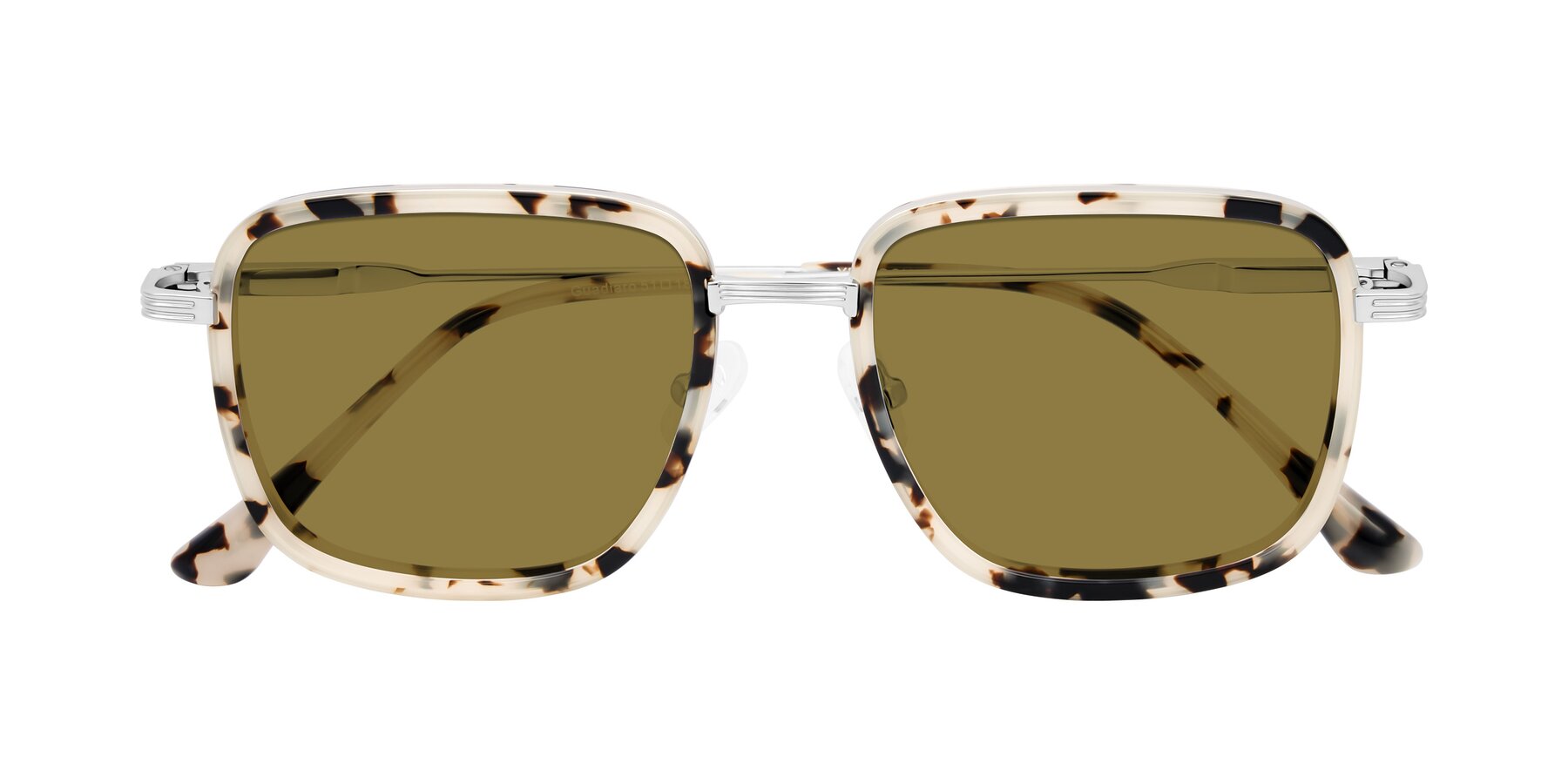 Folded Front of Guadiaro in Ivory Tortoise/Silver with Brown Polarized Lenses