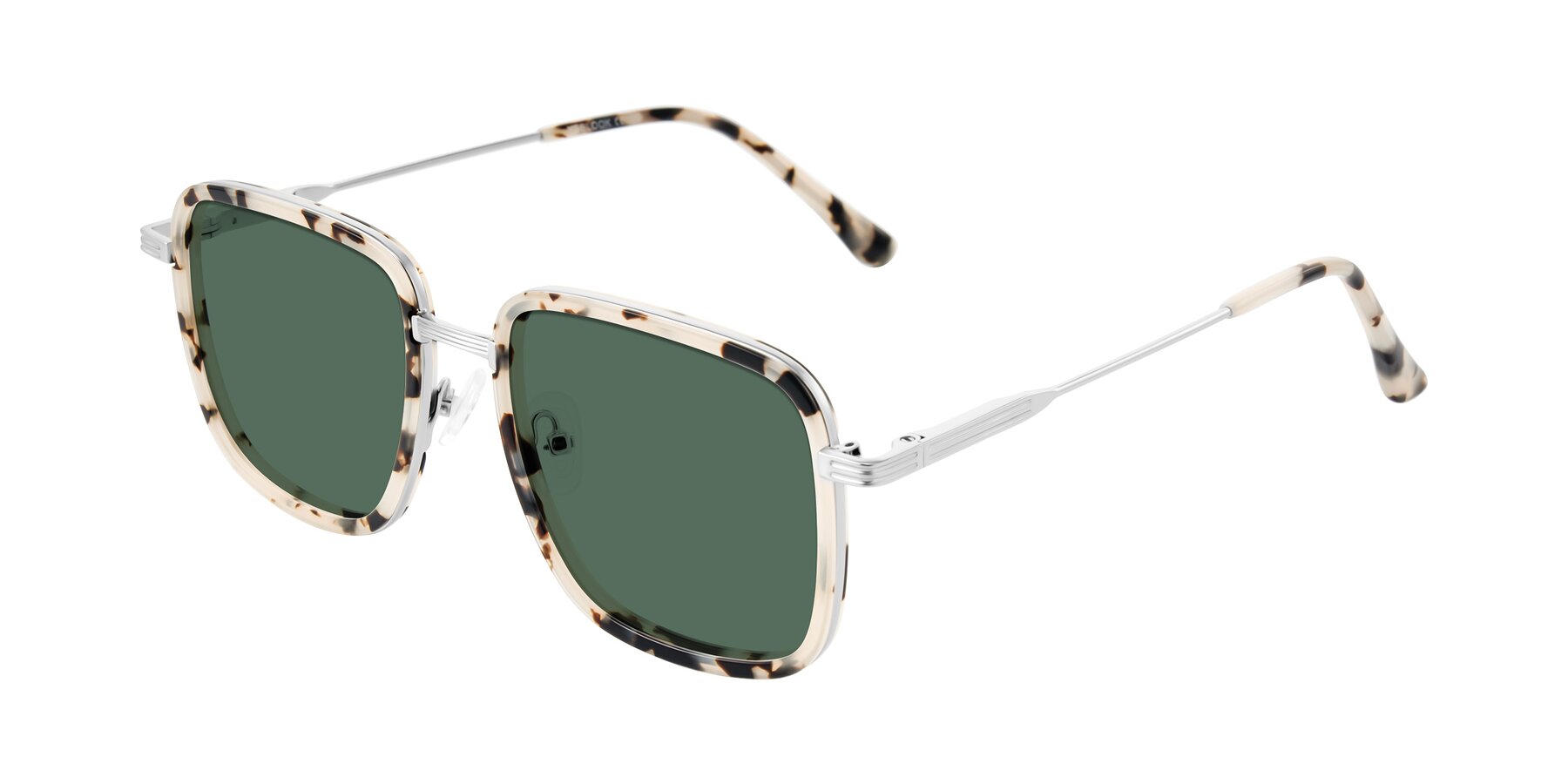 Angle of Guadiaro in Ivory Tortoise/Silver with Green Polarized Lenses