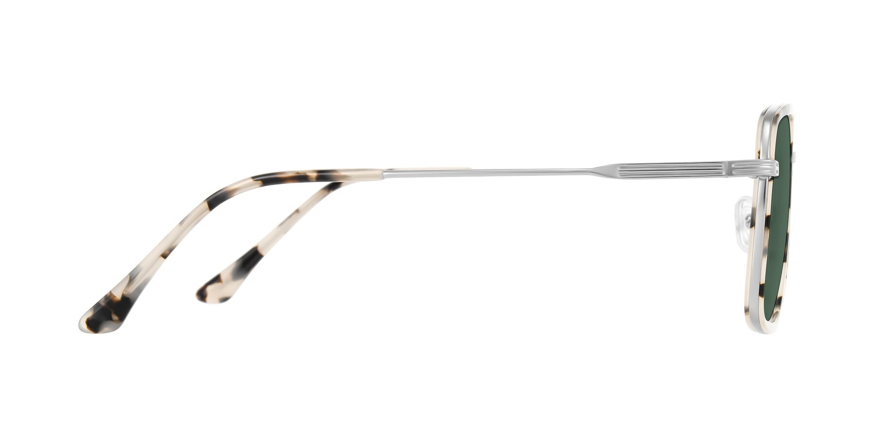 Side of Guadiaro in Ivory Tortoise/Silver with Green Polarized Lenses