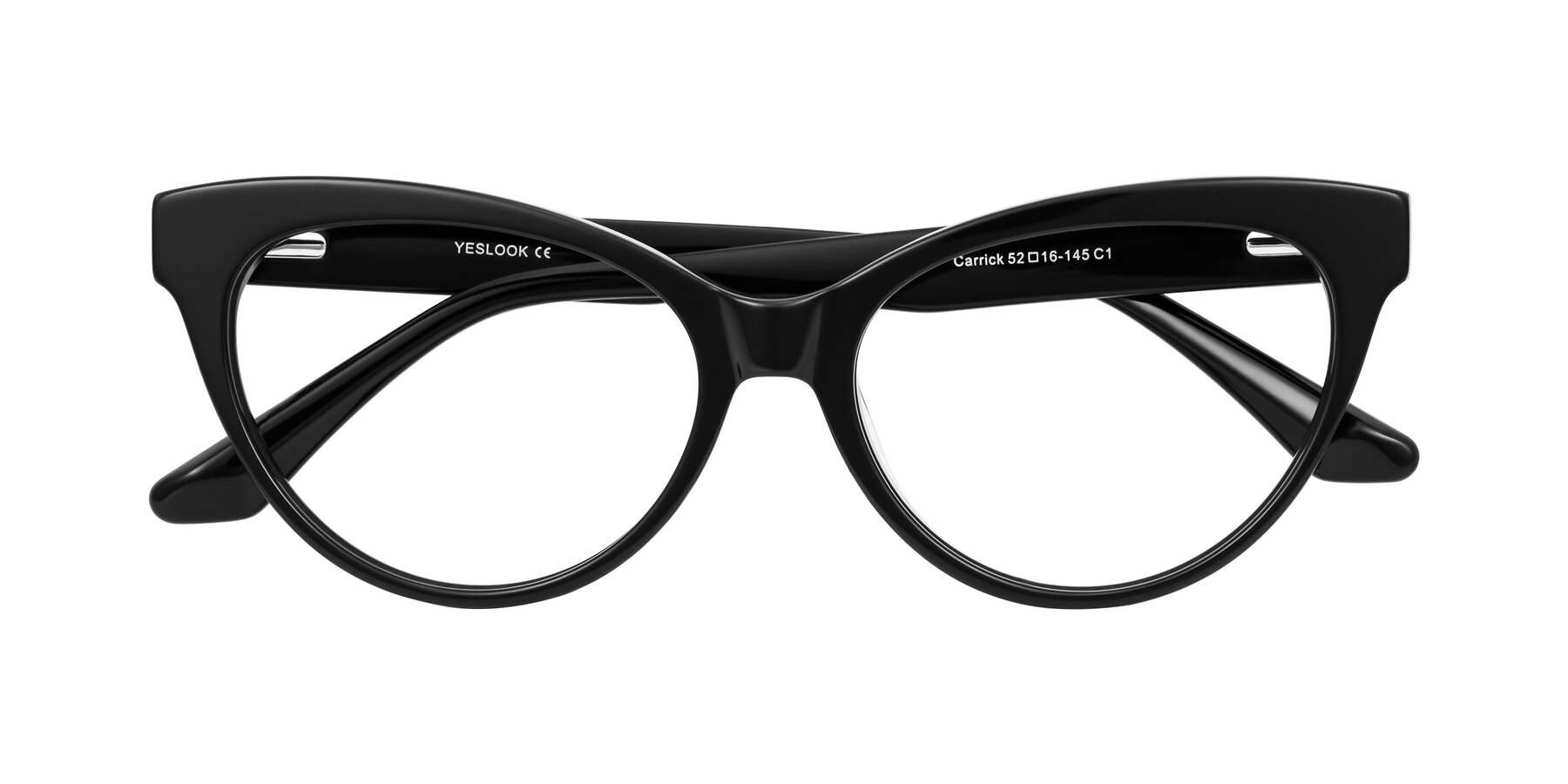 Folded Front of Carrick in Black with Clear Eyeglass Lenses