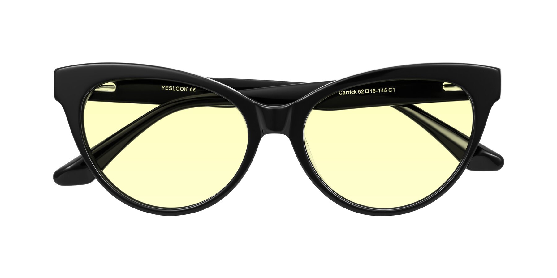 Folded Front of Carrick in Black with Light Yellow Tinted Lenses