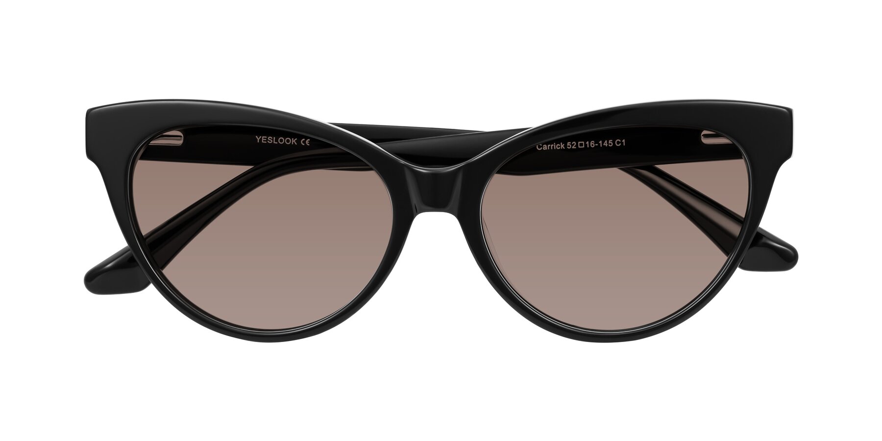 Folded Front of Carrick in Black with Medium Brown Tinted Lenses